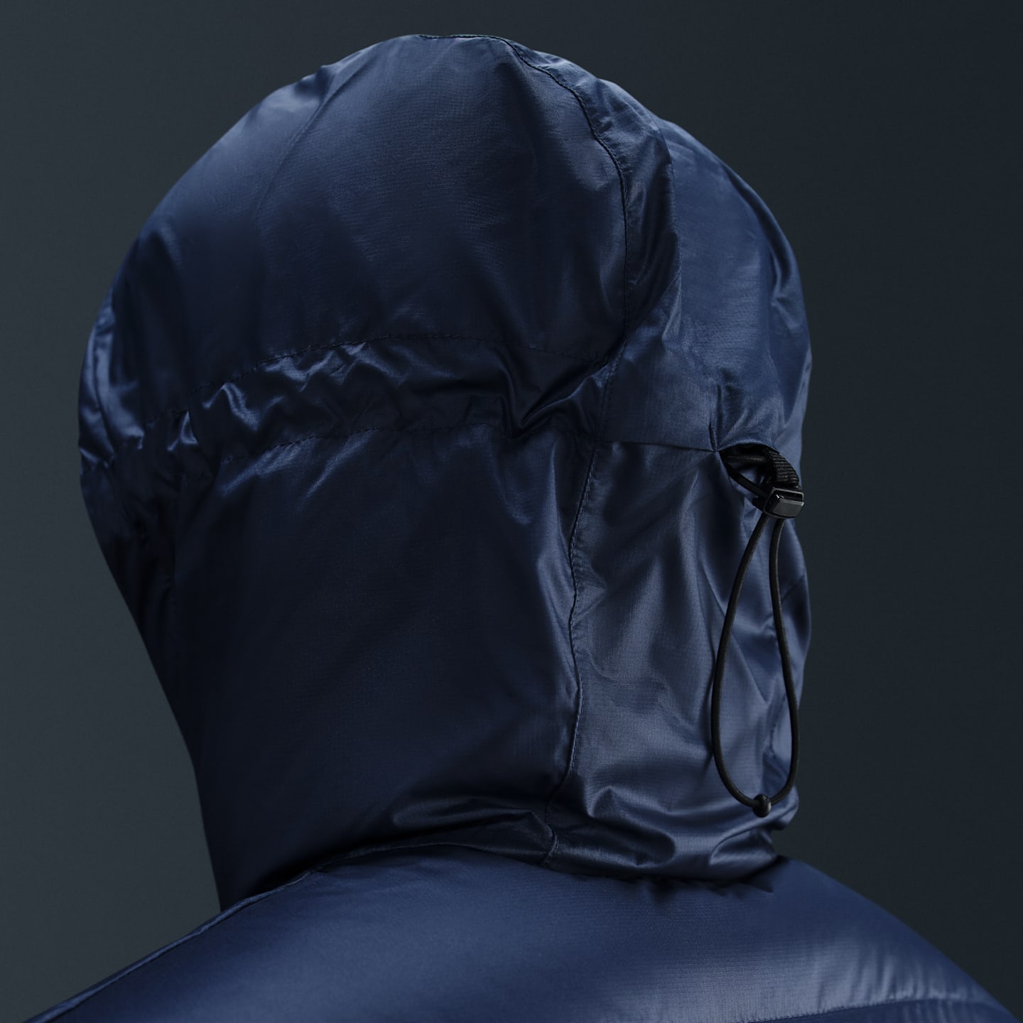 Мужская куртка Nike Windrunner Down Jacket, цвет: Обсидиановый / Королевский синий — фото 6