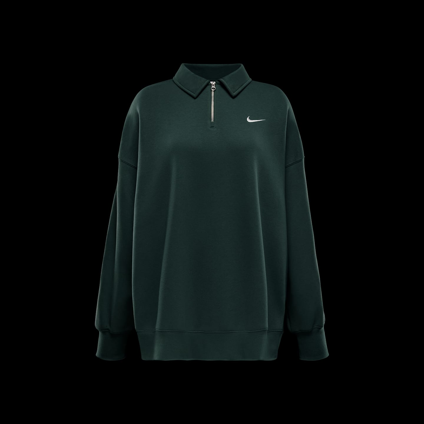 Женское поло Nike Sportswear Phoenix Fleece Oversized 1/4-Zip Polo, цвет: Зелёный / Молочный — фото 6