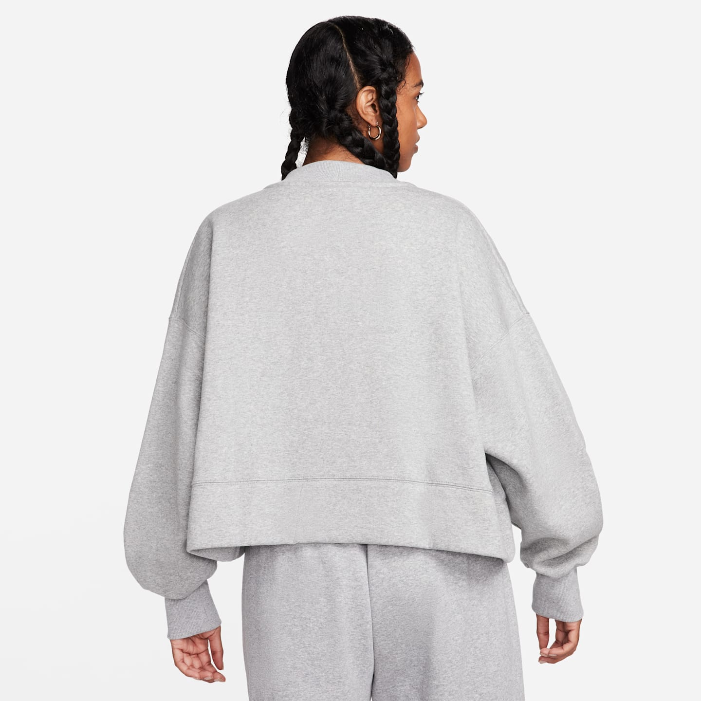 Женский кардиган Nike Sportswear Phoenix Fleece Over-Oversized, цвет: Серый меланжевый / Молочный — фото 2