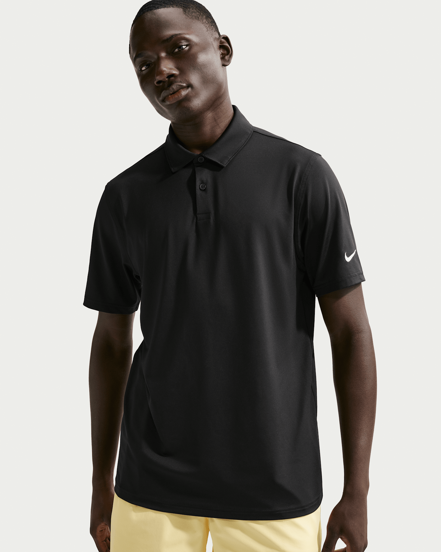 Мужское поло Nike Velocity Dri-FIT Sleeve Logo Golf Polo, цвет: Чёрный / Белый — фото 6