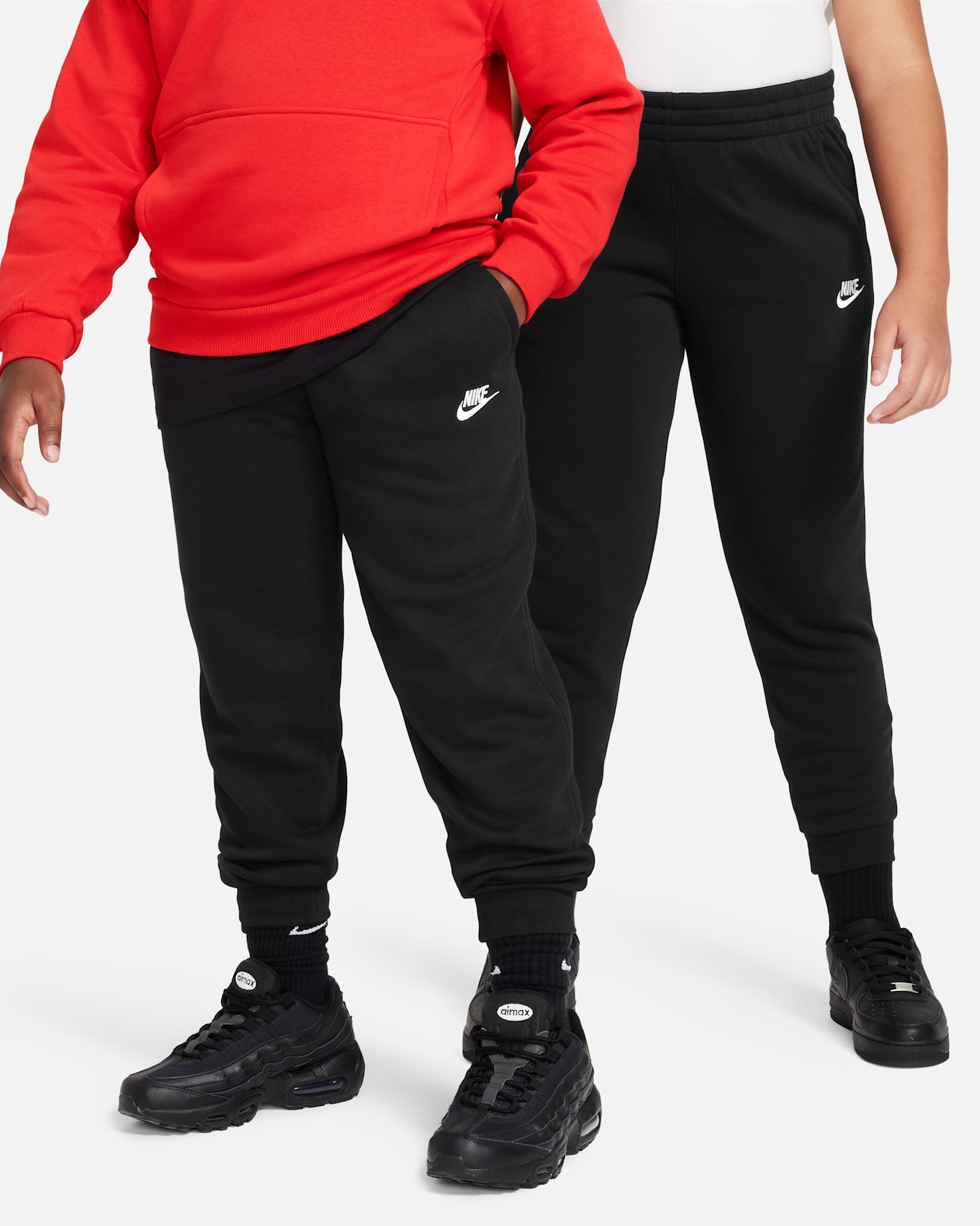 Детские брюки Nike Sportswear Club Fleece Joggers (Extended Size), цвет: Чёрный / Белый — фото 7