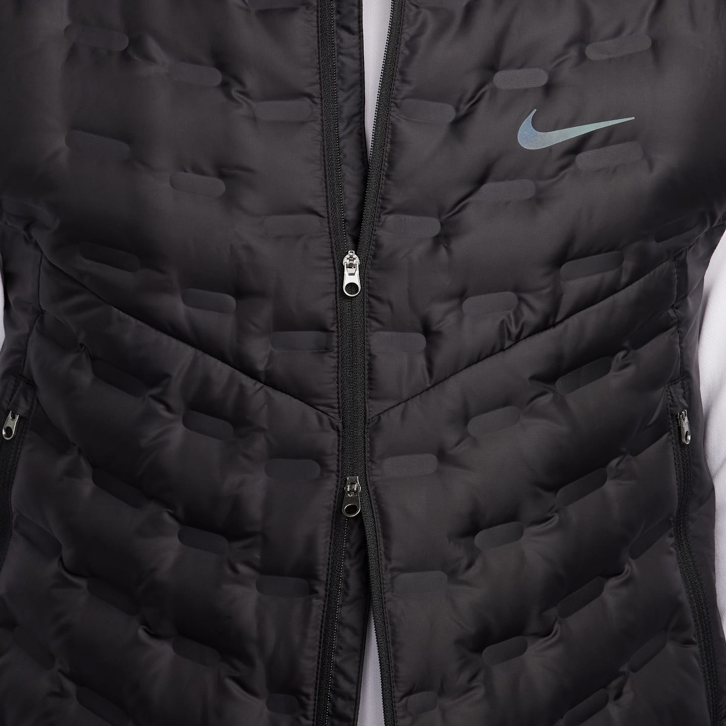 Мужской беговой пуховый жилет Nike Therma-FIT ADV Repel AeroLoft, цвет: Чёрный — фото 4