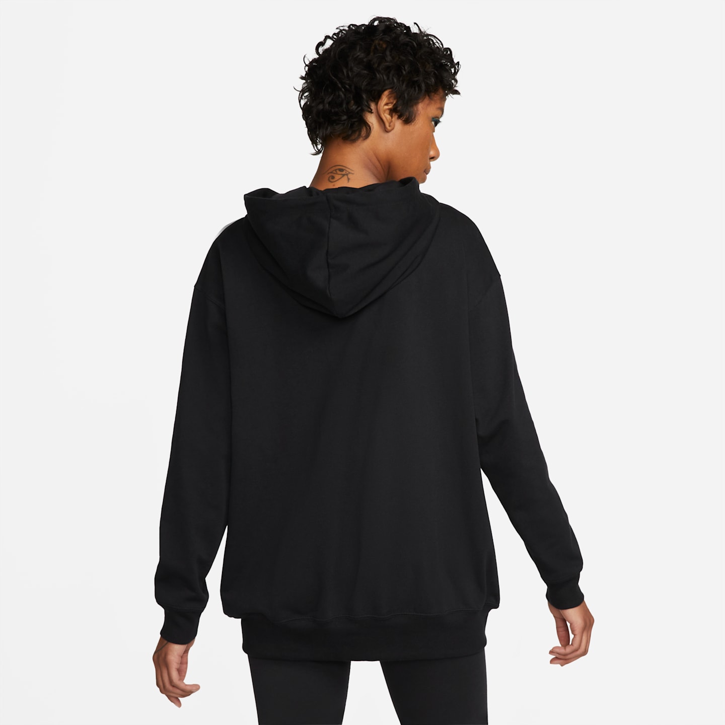 Женское трикотажное худи на молнии Nike Sportswear оверсайз, цвет: Чёрный / Белый — фото 2