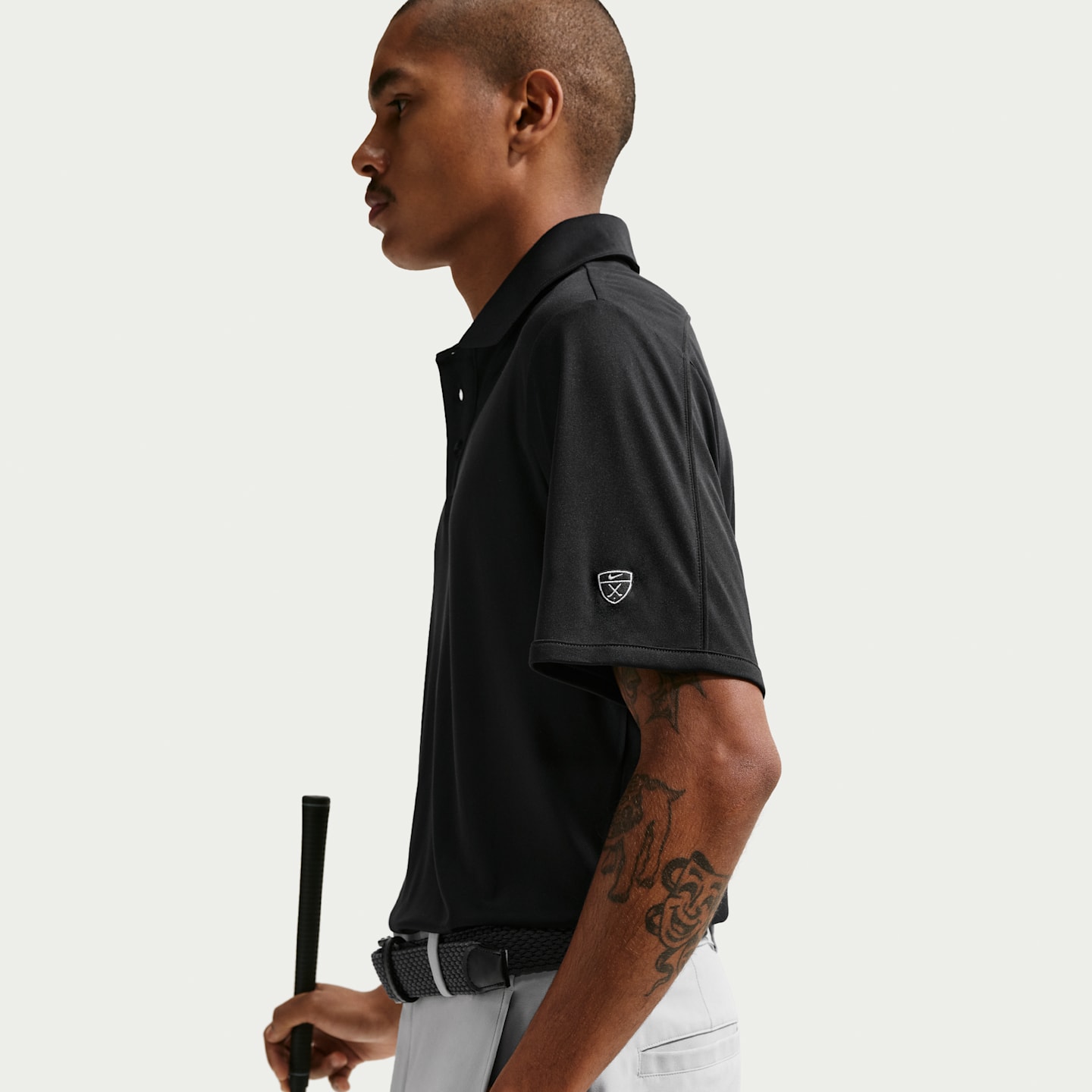 Мужское поло Nike Par Dri-FIT Sleeve Logo Golf Polo, цвет: Чёрный — фото 3