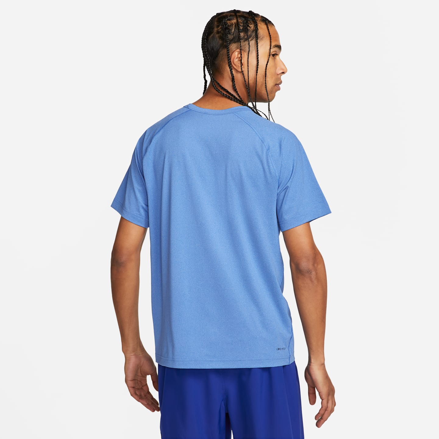 Мужской топ для фитнеса Nike Ready Dri-FIT с коротким рукавом, цвет: Королевский синий / Меланжевый — фото 2