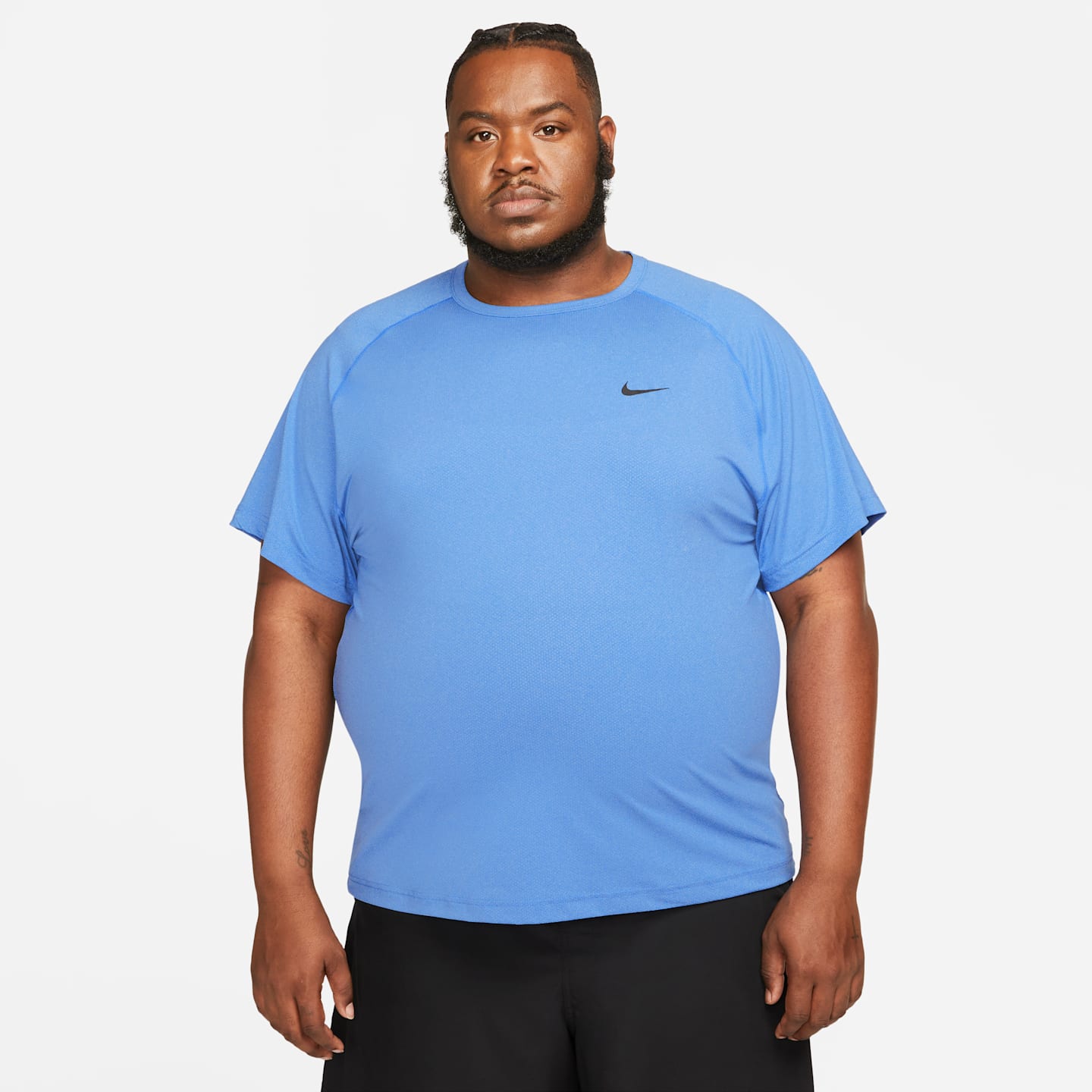 Мужской топ для фитнеса Nike Ready Dri-FIT с коротким рукавом, цвет: Королевский синий / Меланжевый — фото 6
