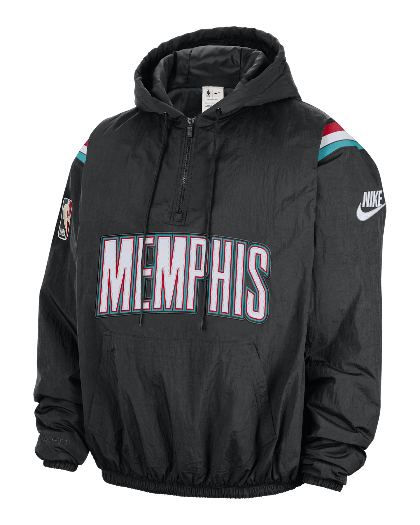 Мужское худи Nike Therma-FIT NBA Memphis Grizzlies Hardwood Classics на молнии 1/2, цвет: Чёрный — фото 4
