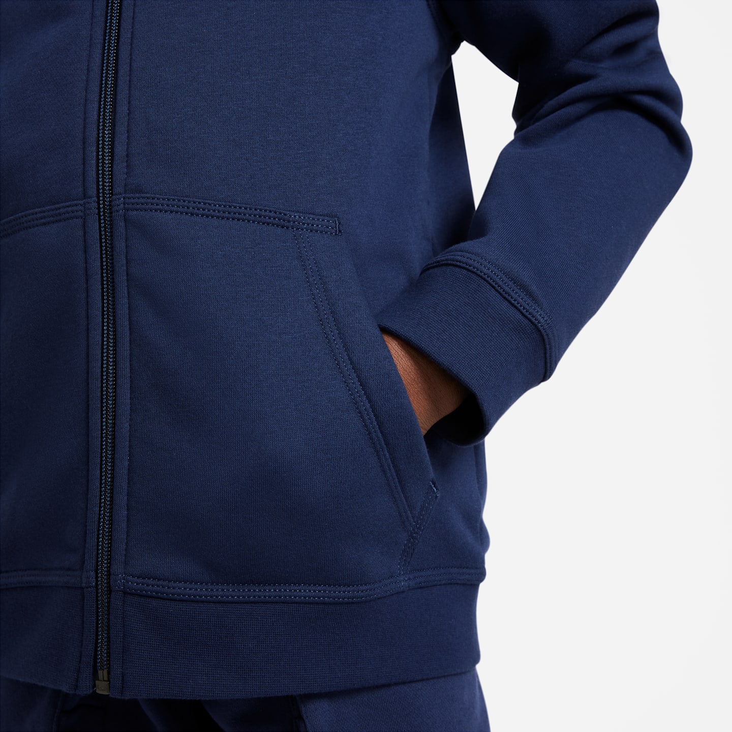 Детское худи на молнии Nike Sportswear Club, цвет: Тёмно-синий / Белый — фото 4