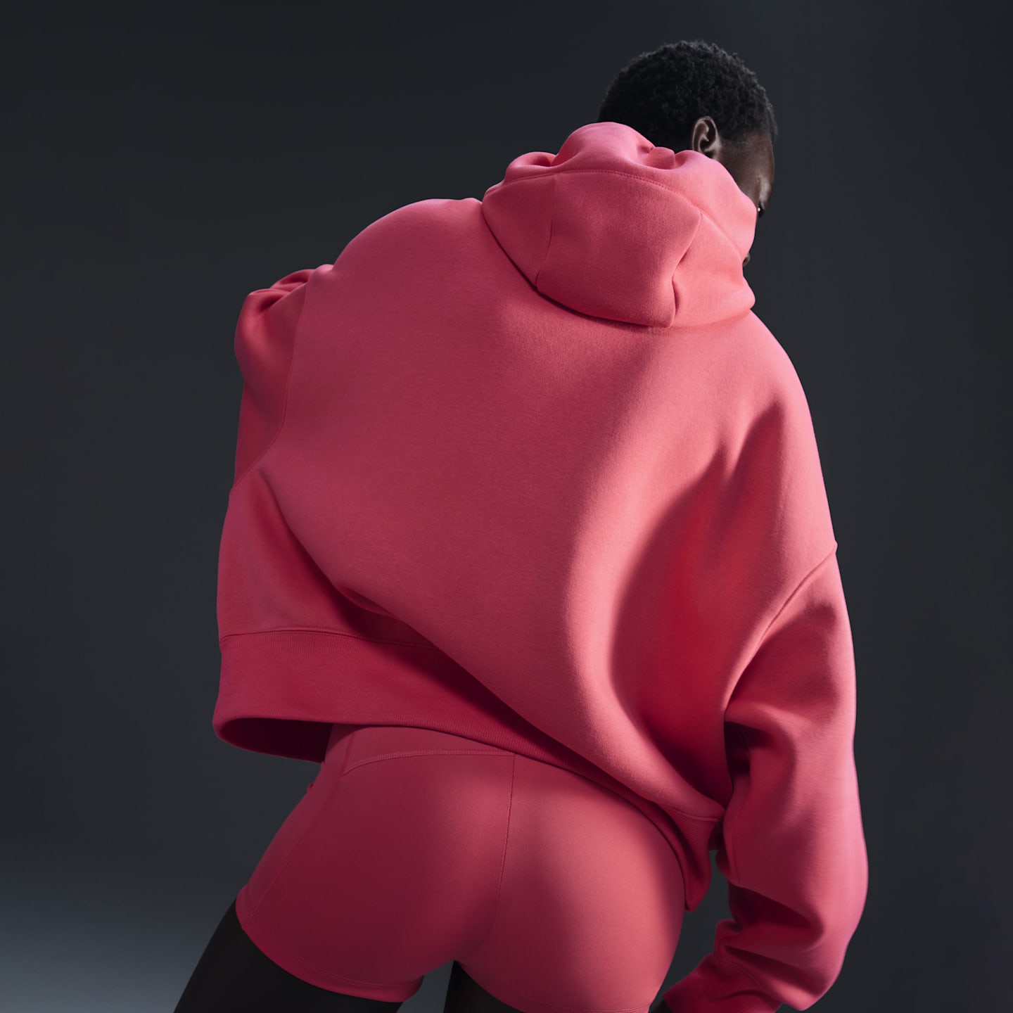 Женское худи-пуловер Nike Sportswear Phoenix Fleece сверховерсайз, цвет: Розовый / Молочный — фото 3