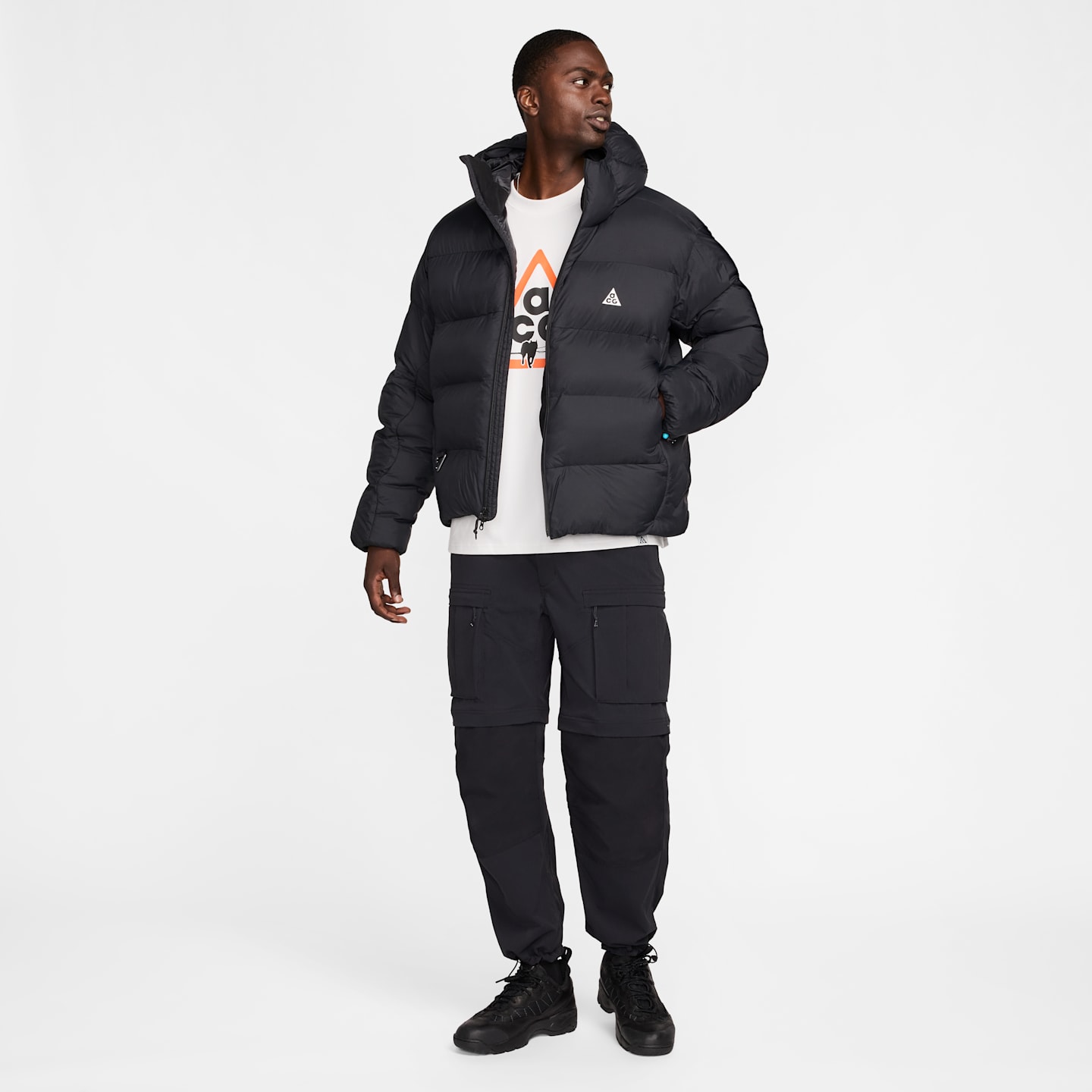 Мужская куртка Nike ACG Lunar Lake PrimaLoft® Therma-FIT ADV Loose Hooded, цвет: Чёрный / Снежный белый — фото 12