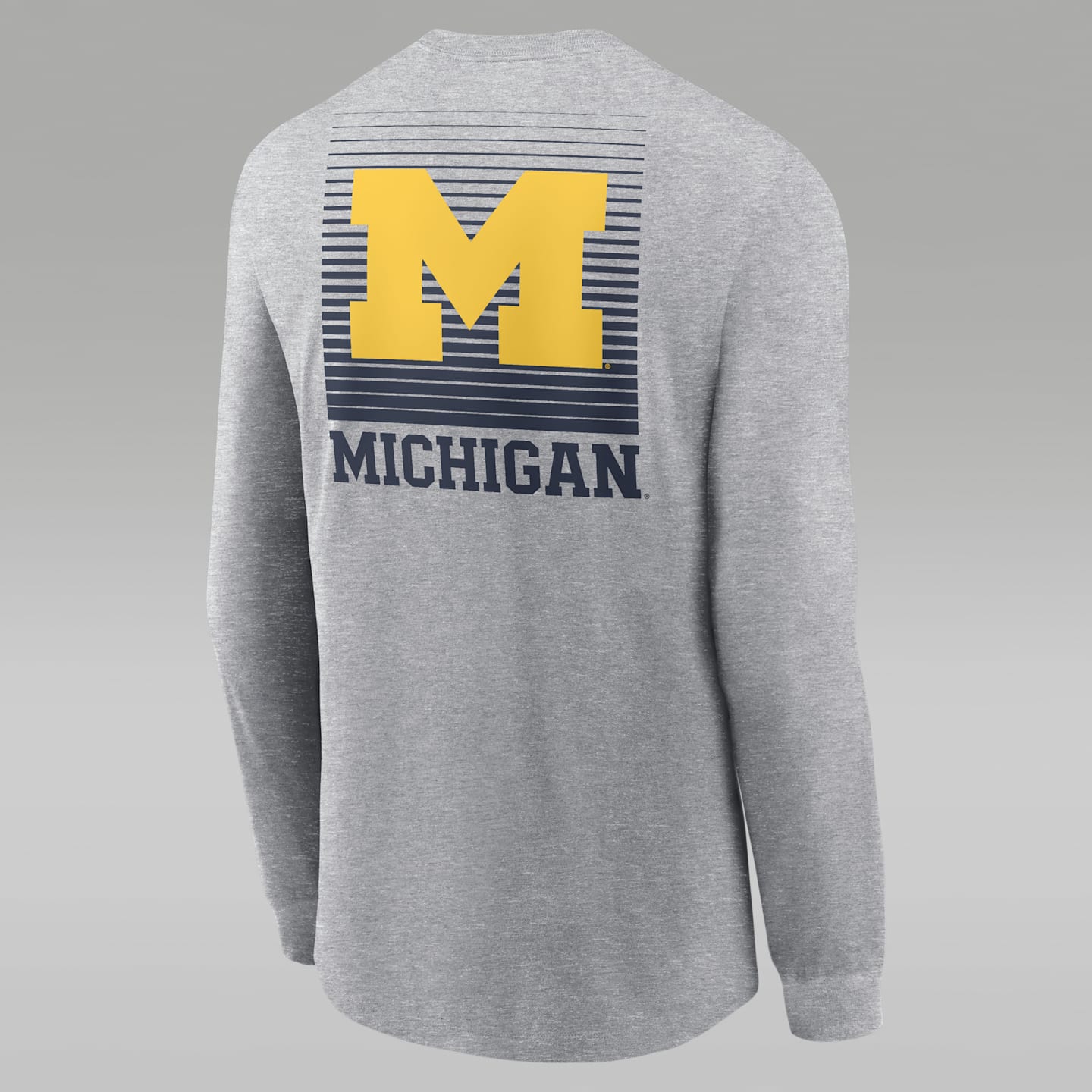 Мужские футболки Michigan Primetime Nike College Long-Sleeve, цвет: Серый меланжевый — фото 2