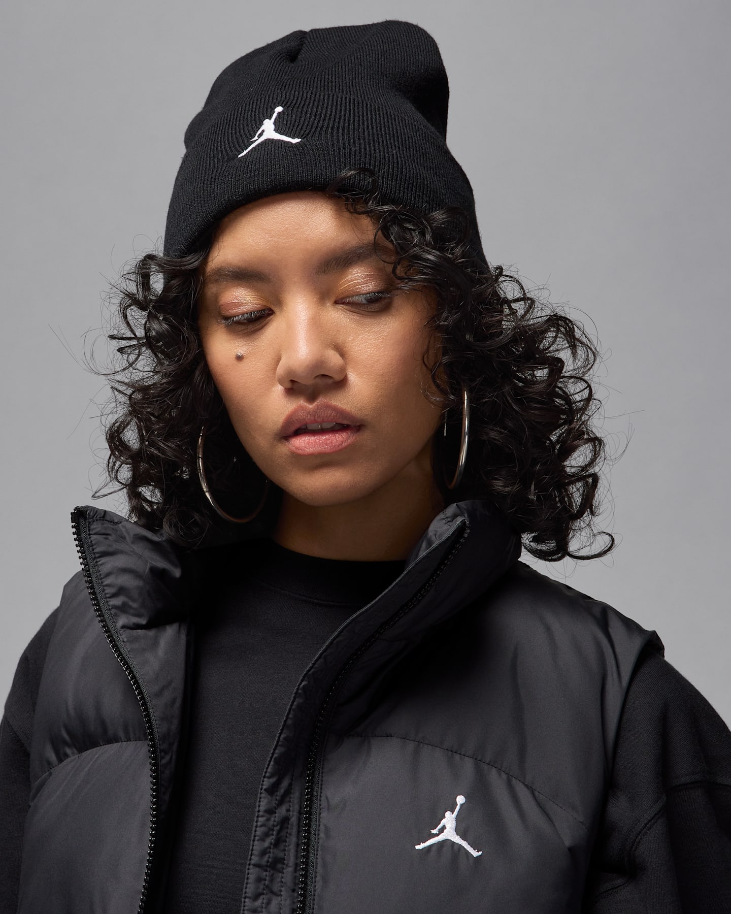 Мужская шапка Jordan Peak Satin-Lined Beanie, цвет: Чёрный / Белый — фото 5