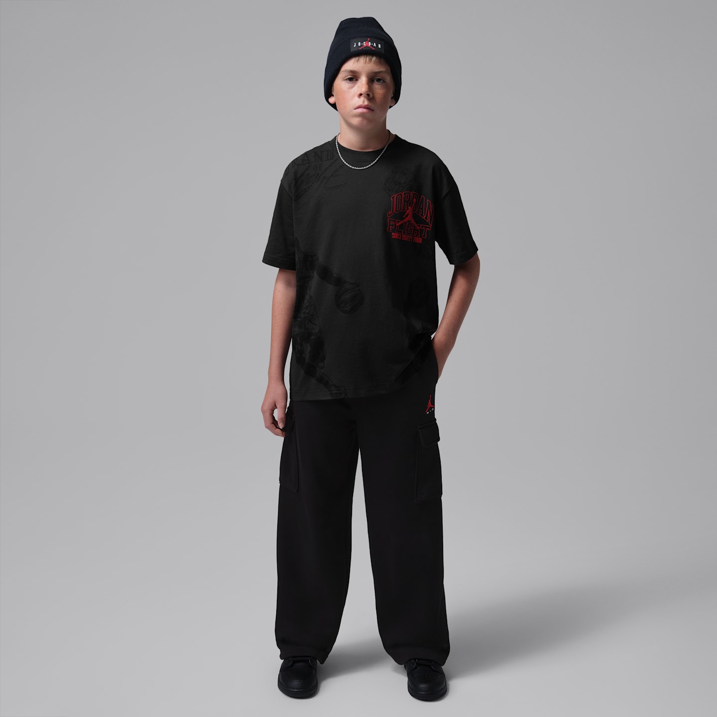 Детская футболка Jordan Fireside Graphic, цвет: Почти чёрный — фото 6
