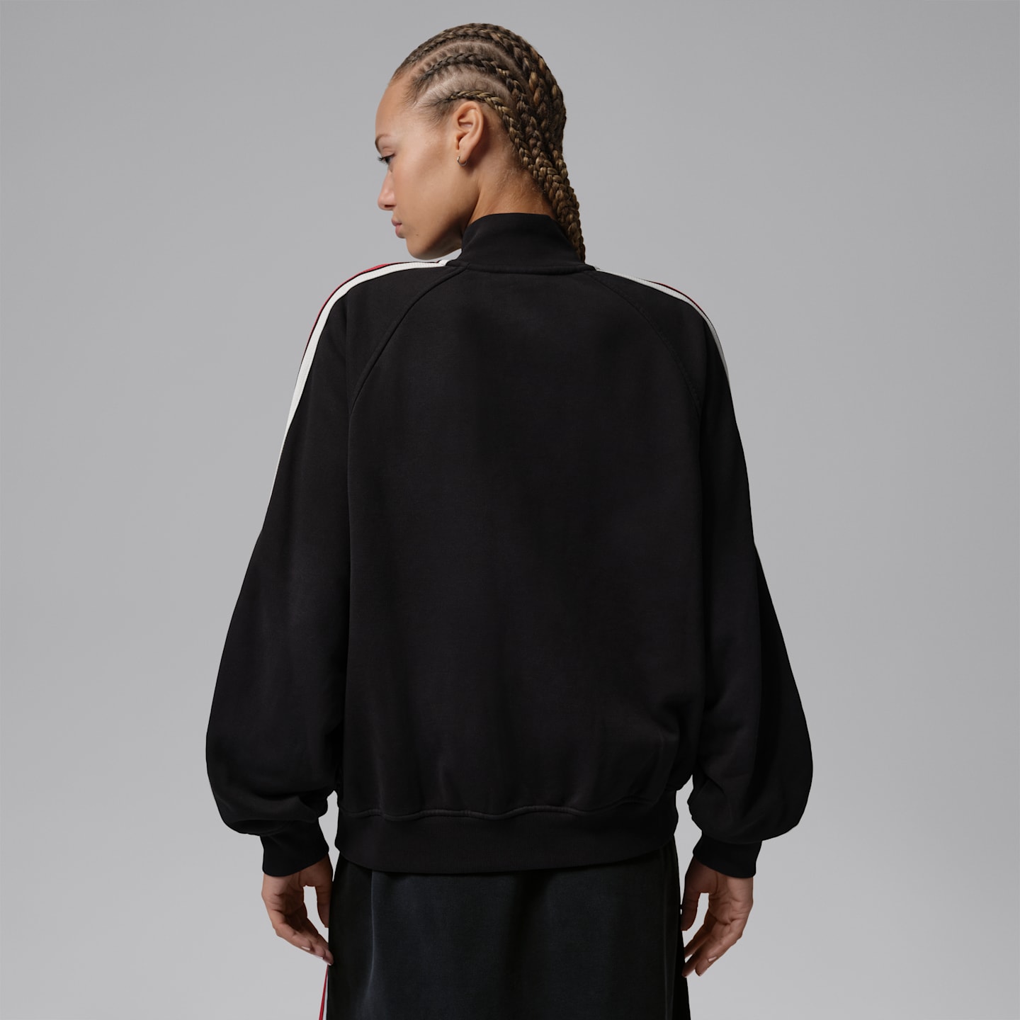 Женская куртка Jordan Flight Fleece из махры на молнии, цвет: Чёрный / Серый — фото 2