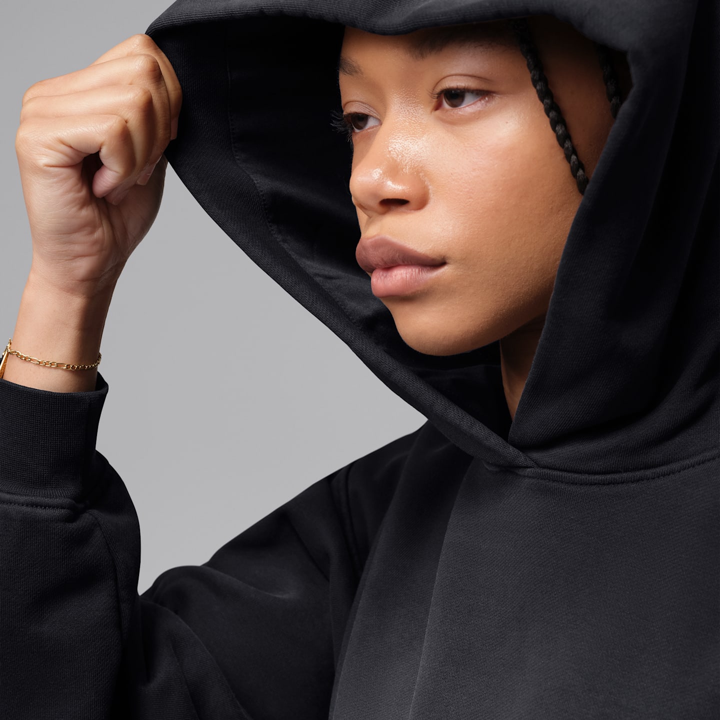 Женское укороченное худи Jordan Flight Fleece, цвет: Чёрный / Красный — фото 8