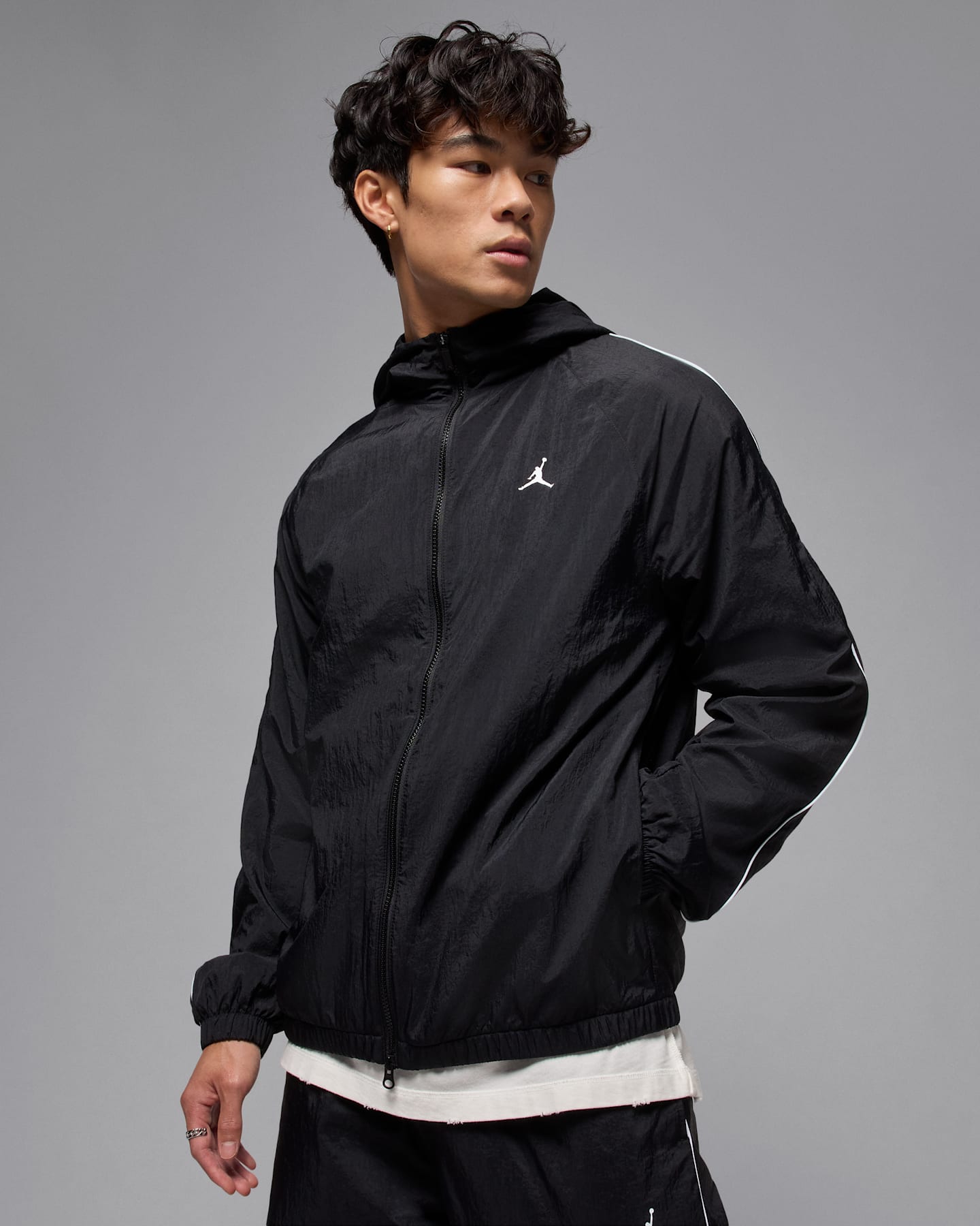 Мужская куртка Jordan Sport Classic Hooded, цвет: Чёрный / Белый — фото 10