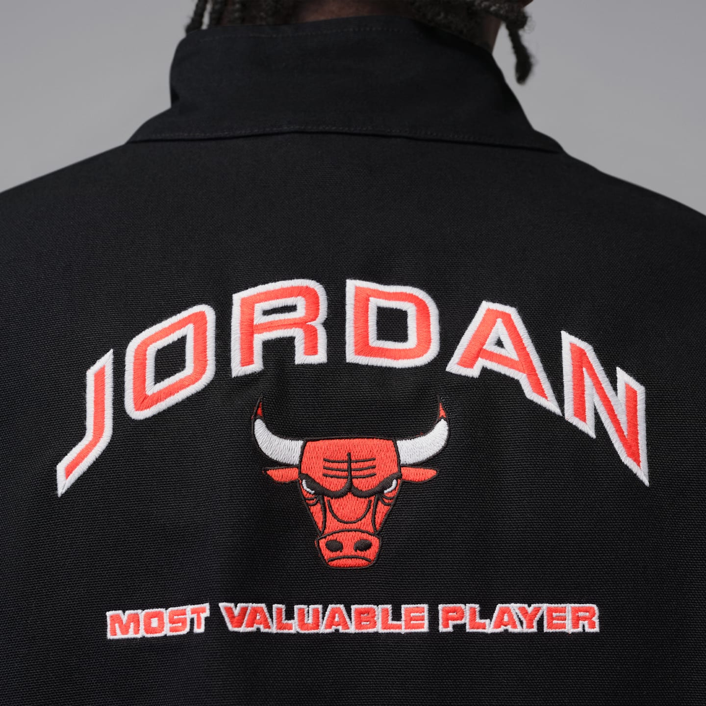 Мужская рабочая куртка Jordan Flight с принтом, цвет: Чёрный / Белый — фото 7