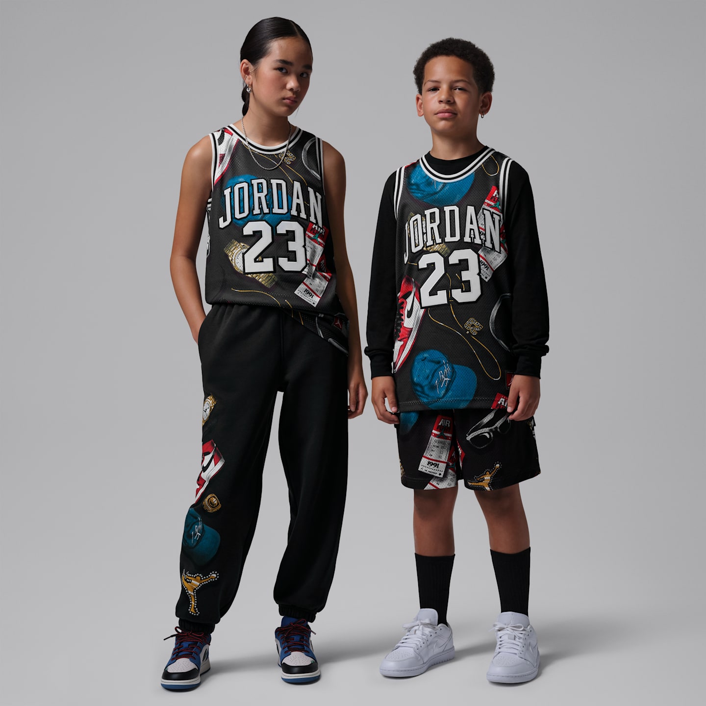 Детский топ Jordan Printed 23 Jersey, цвет: Чёрный / Почти чёрный — фото 7