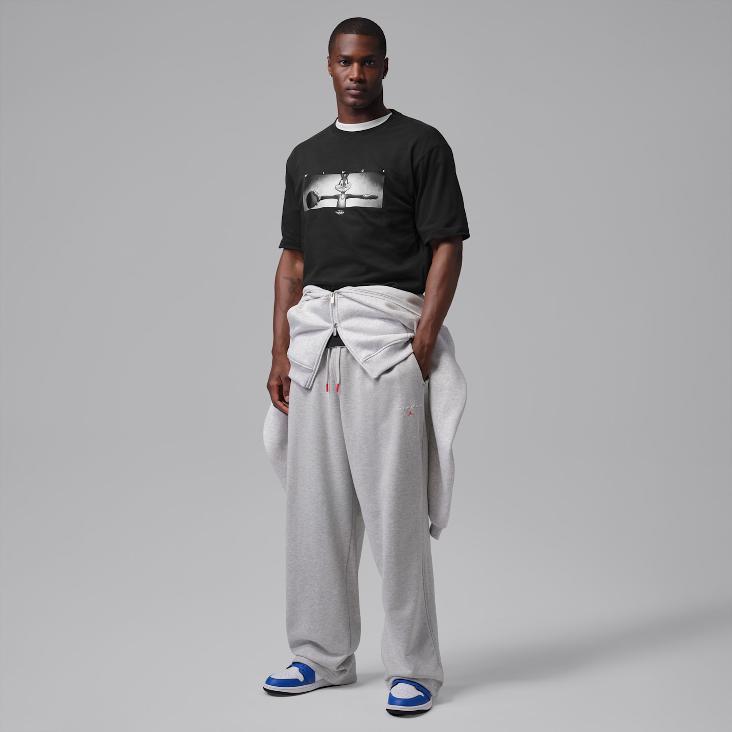 Мужская футболка Jordan Brooklyn Space Jam Wings Crew-Neck, цвет: Чёрный / Белый — фото 7