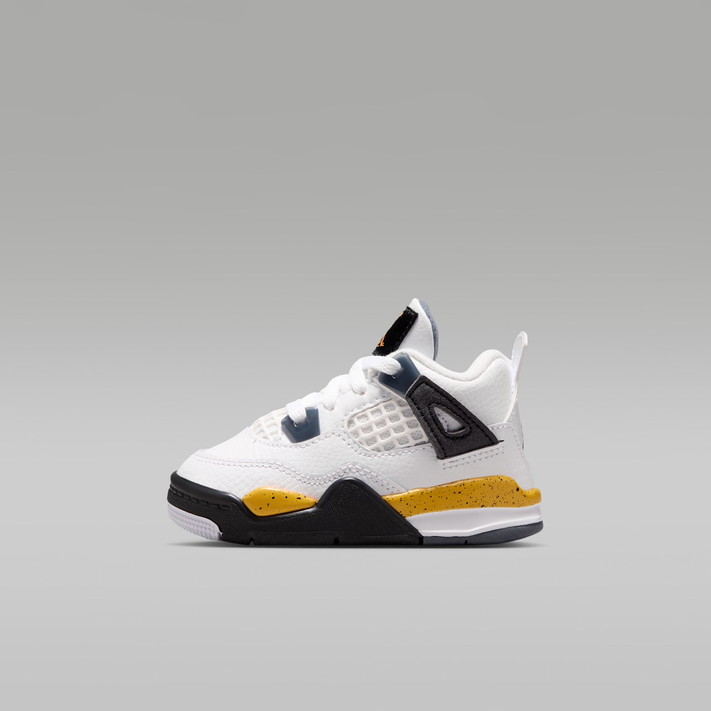 Детские кроссовки Jordan 4 Retro "Tour Yellow" Baby/Toddler Shoes, цвет: Белый / Тёмный синий серый — фото 1