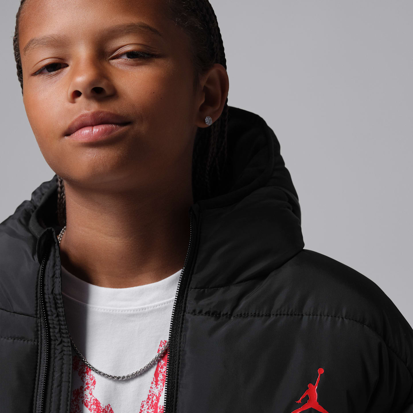 Детская куртка Jordan Brooklyn Graphic Puffer, цвет: Чёрный — фото 3