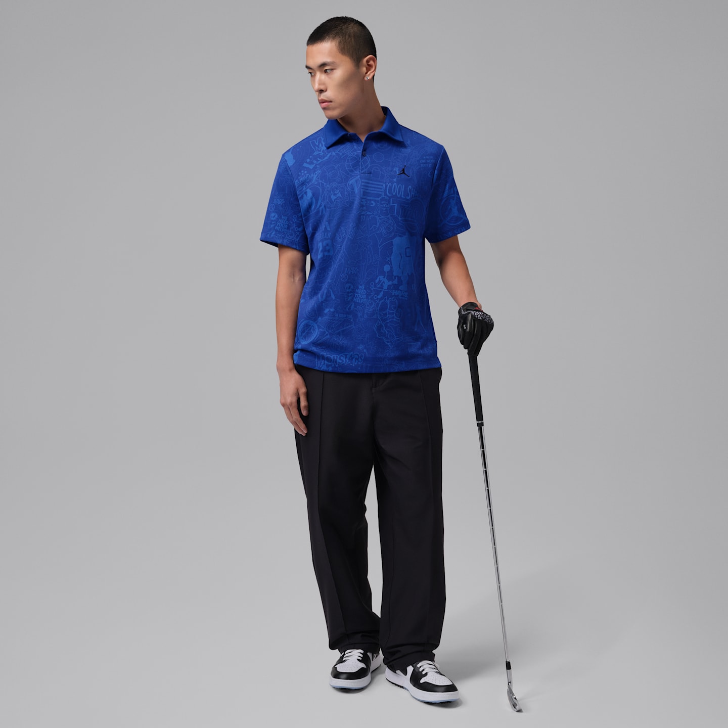 Мужское поло Jordan Dri-FIT Space Jam Printed Golf Polo, цвет: Королевский синий / Чёрный — фото 6
