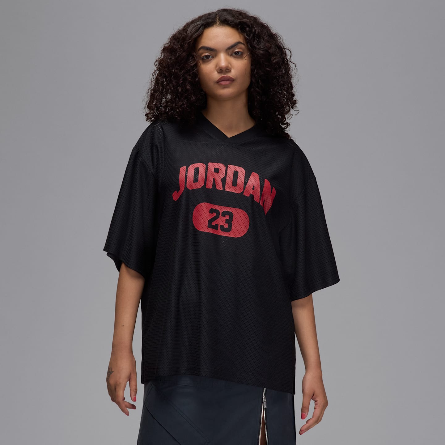 Женский топ Jordan Brooklyn Mesh Jersey, цвет: Чёрный / Красный — фото 1