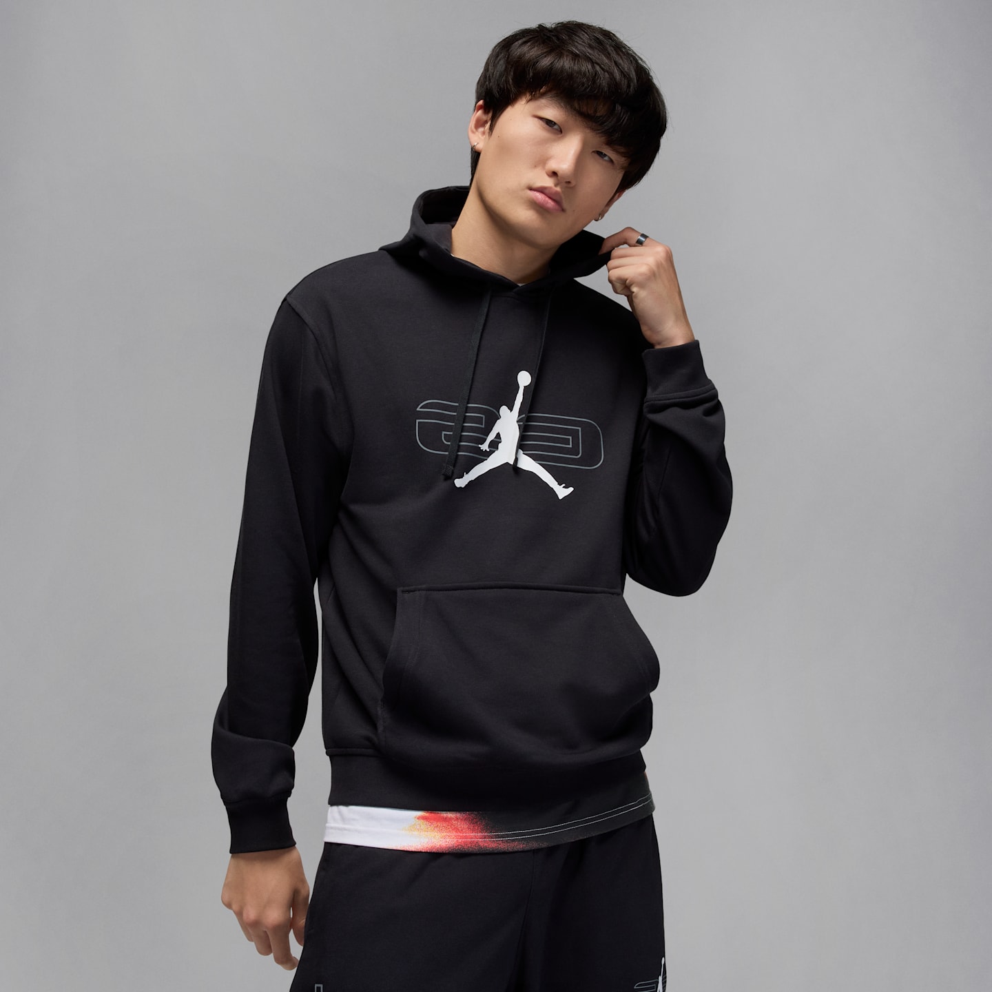 Мужское флисовое худи Jordan Sport Crossover, цвет: Чёрный / Дымчатый серый — фото 1