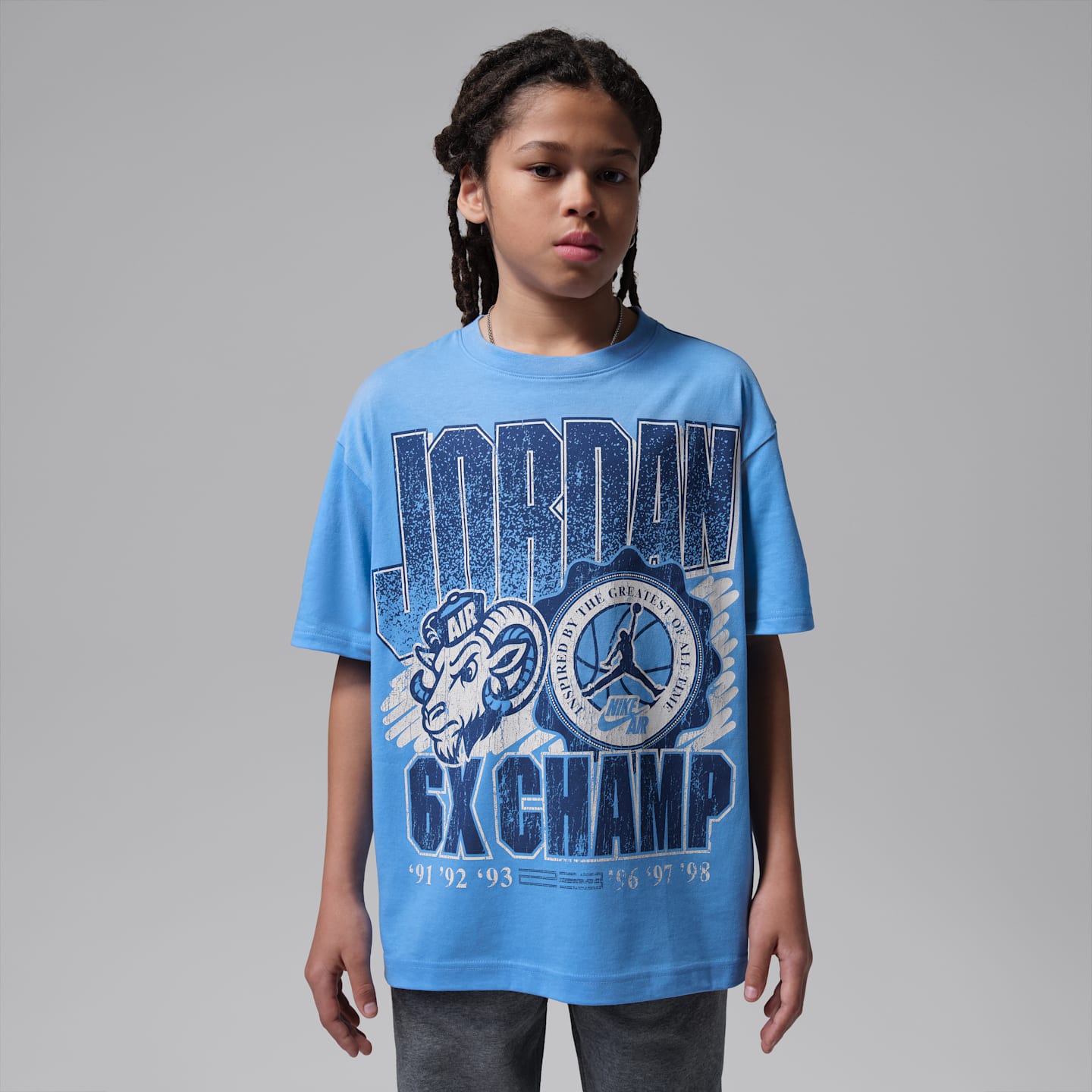 Детская футболка Jordan AJ11 University Blue Retro Goat, цвет: Синий — фото 1