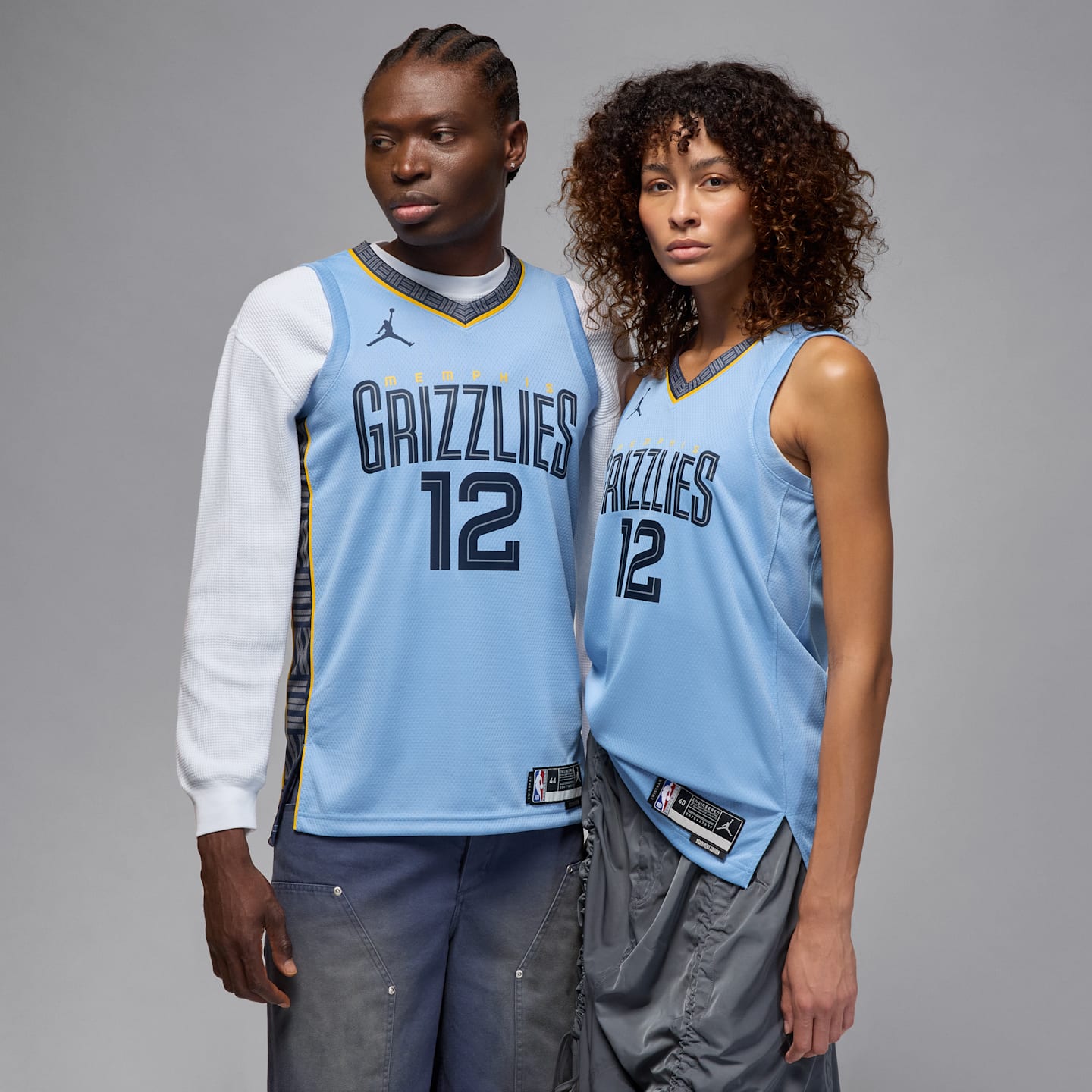 Мужской топ Jordan Memphis Grizzlies Statement Edition Dri-FIT NBA Swingman Jersey, цвет: Светлый синий — фото 1