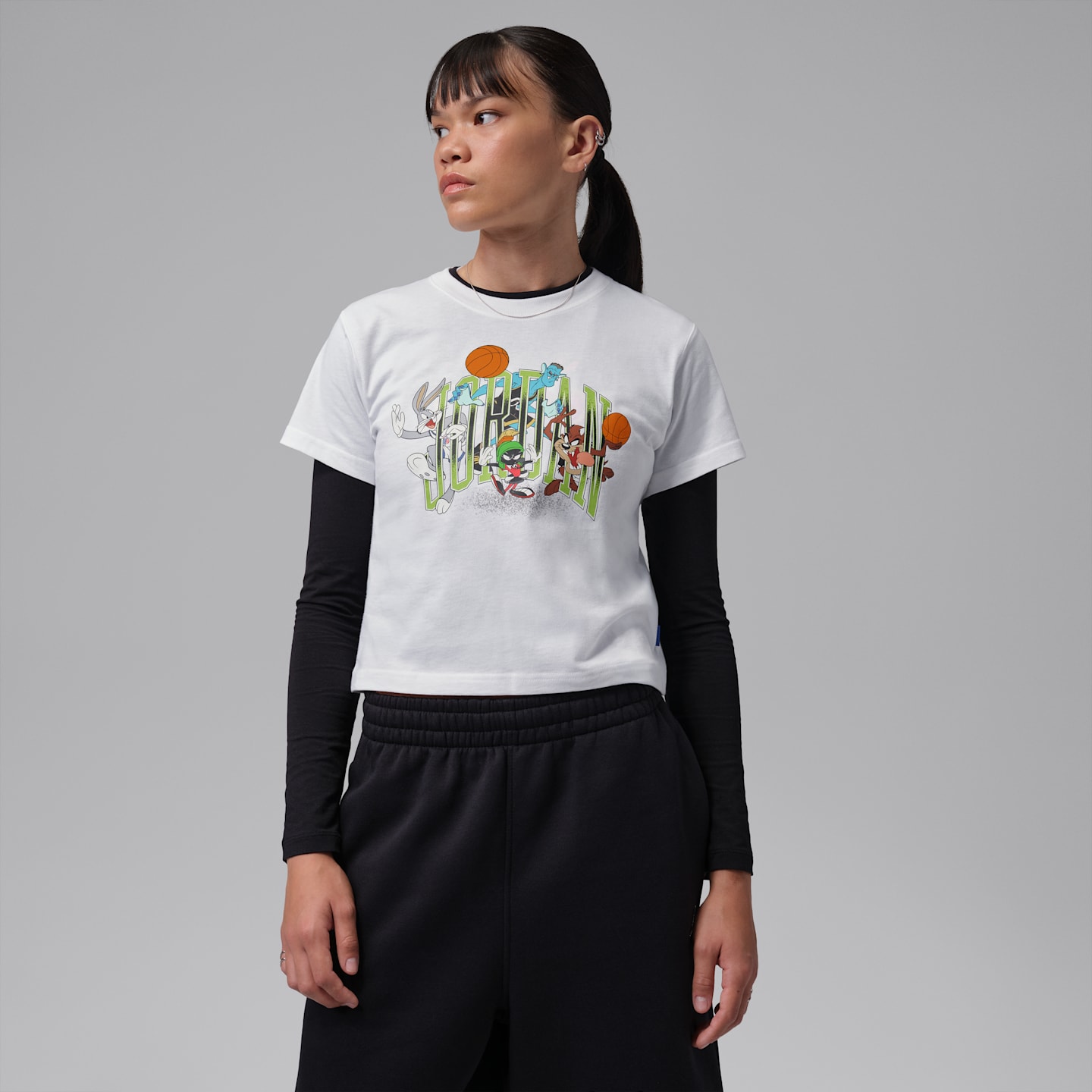 Женская футболка Jordan Space Jam, цвет: Белый / Чёрный — фото 1