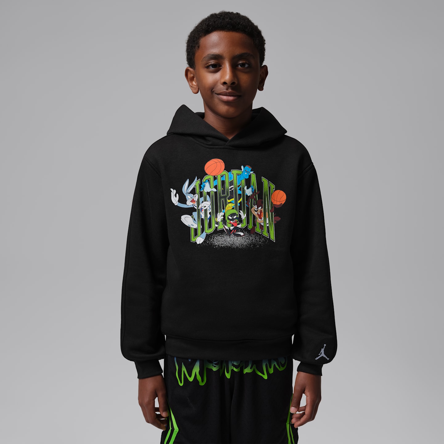 Детское худи Jordan Space Jam 30 Arched Logo Pullover, цвет: Чёрный — фото 1