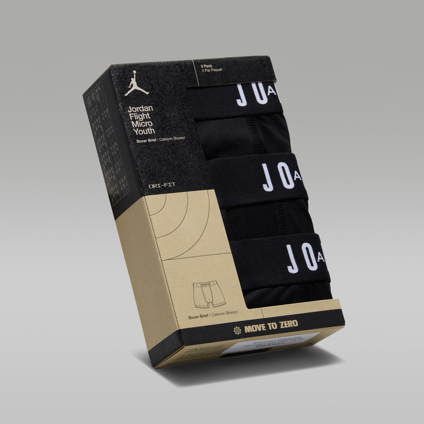 Детские трусы-боксеры Jordan Dri-FIT Flight Poly Core, 3 пары, цвет: Чёрный — фото 5
