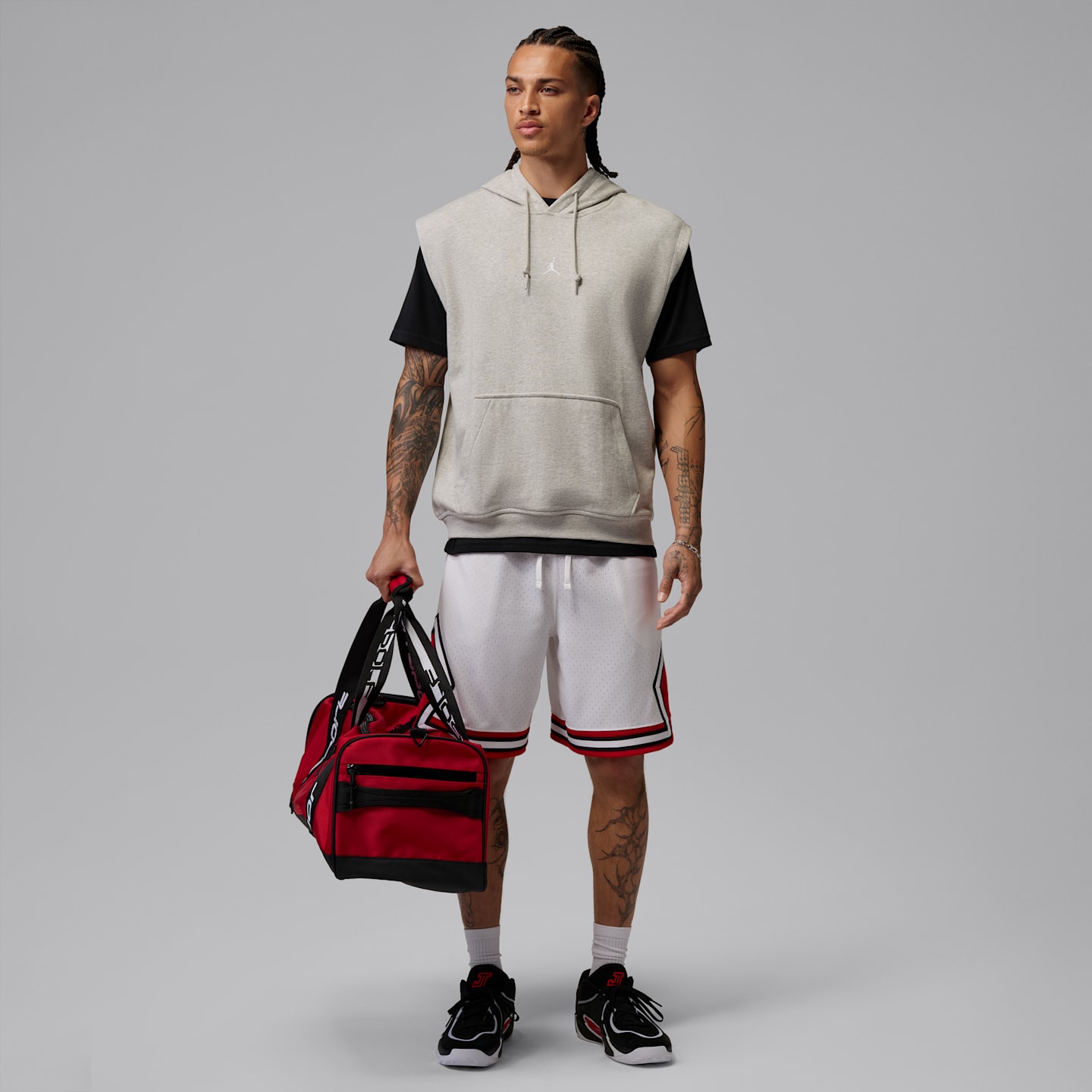Мужское худи без рукавов Jordan Sport Crossover Dri-FIT, цвет: Серый меланжевый / Белый — фото 6