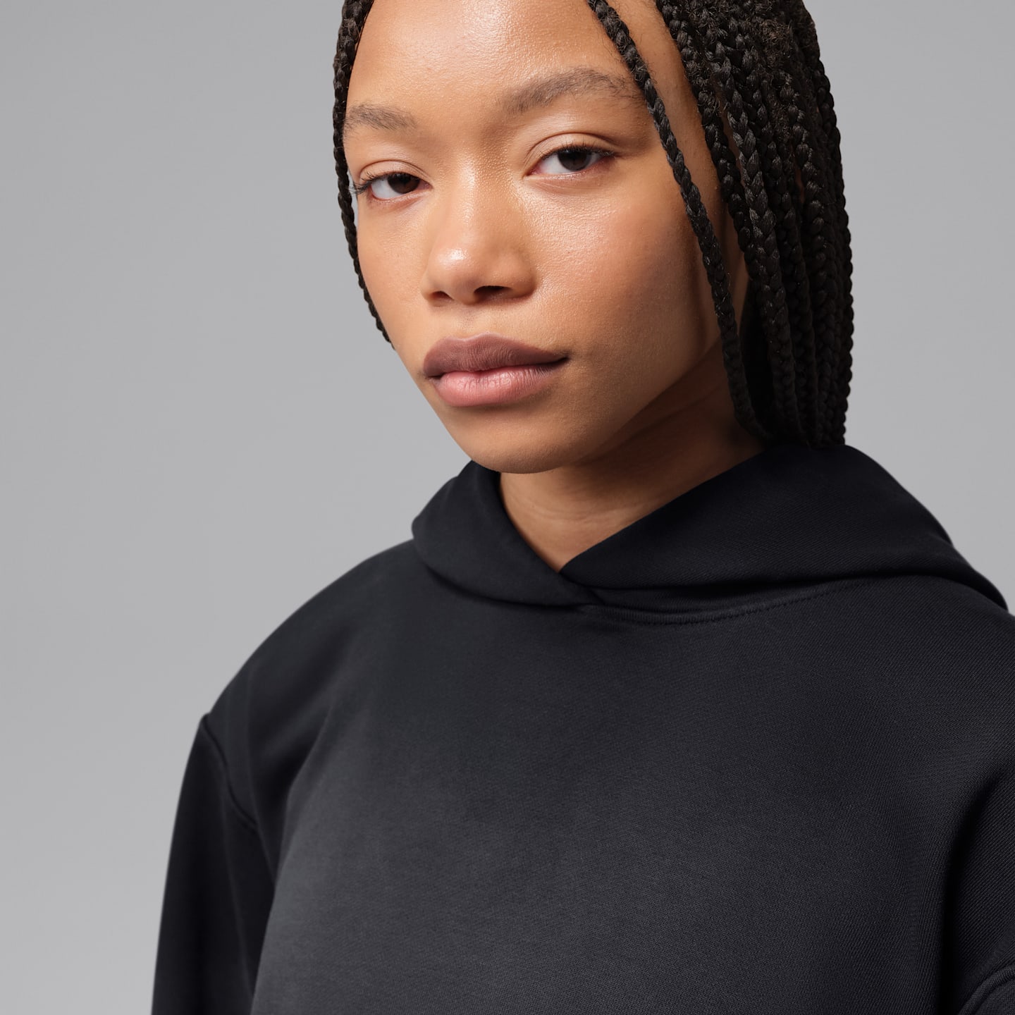 Женское укороченное худи Jordan Flight Fleece, цвет: Чёрный / Красный — фото 3