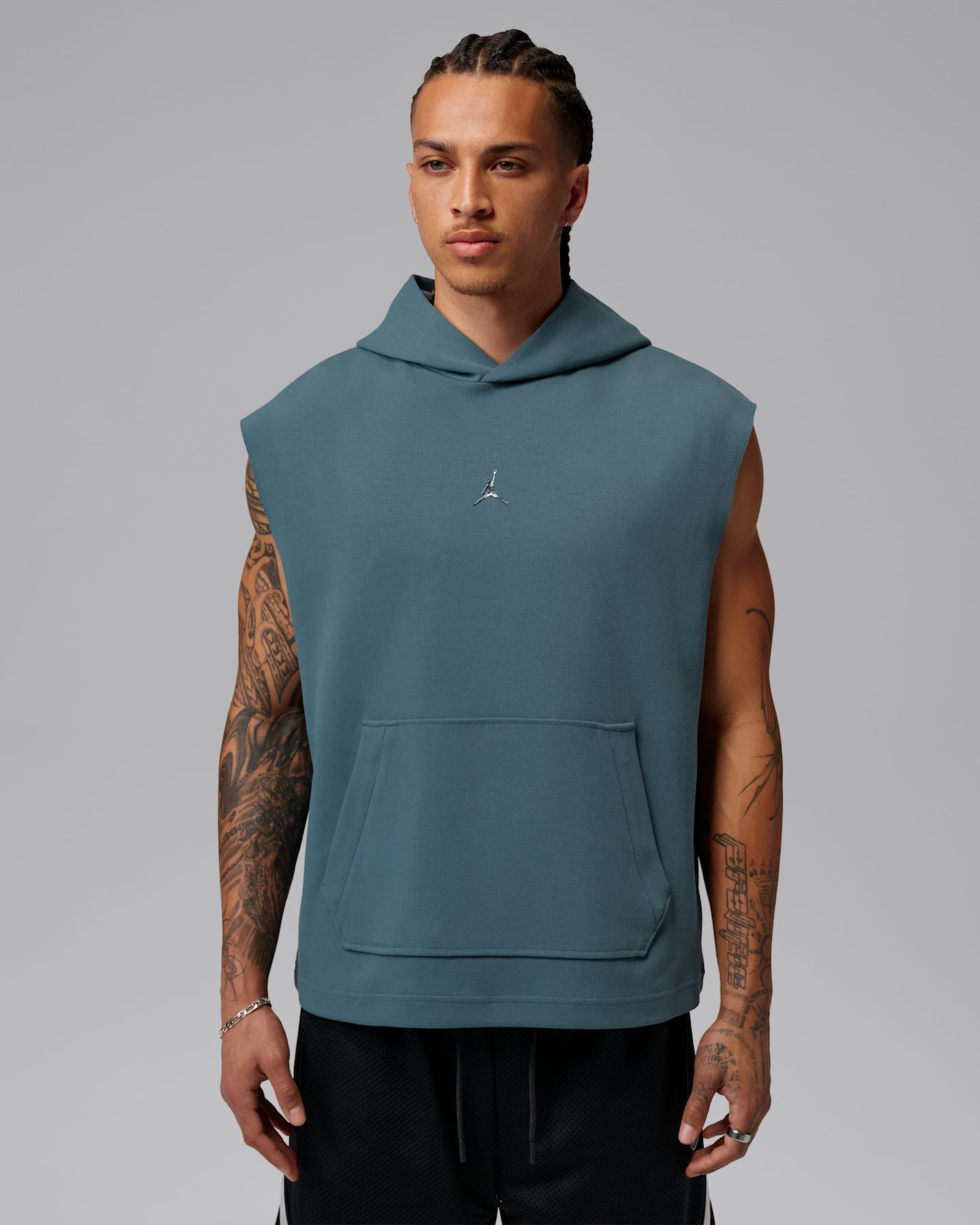 Мужское худи без рукавов Jordan Sport Hoop Fleece Dri-FIT, цвет: Пепельный зелёный / Прозрачный — фото 8