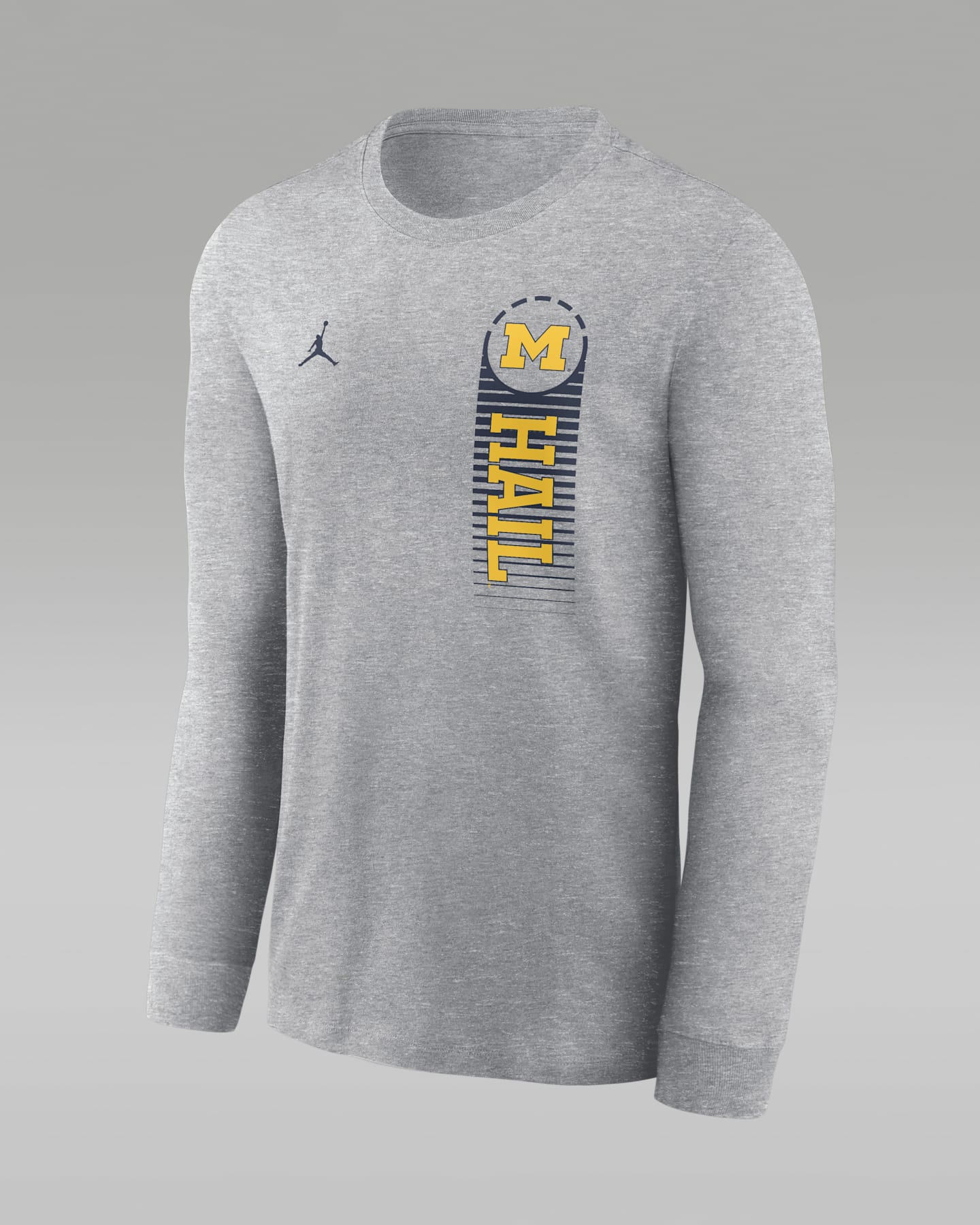 Мужские футболки Michigan Primetime Nike College Long-Sleeve, цвет: Серый меланжевый — фото 3