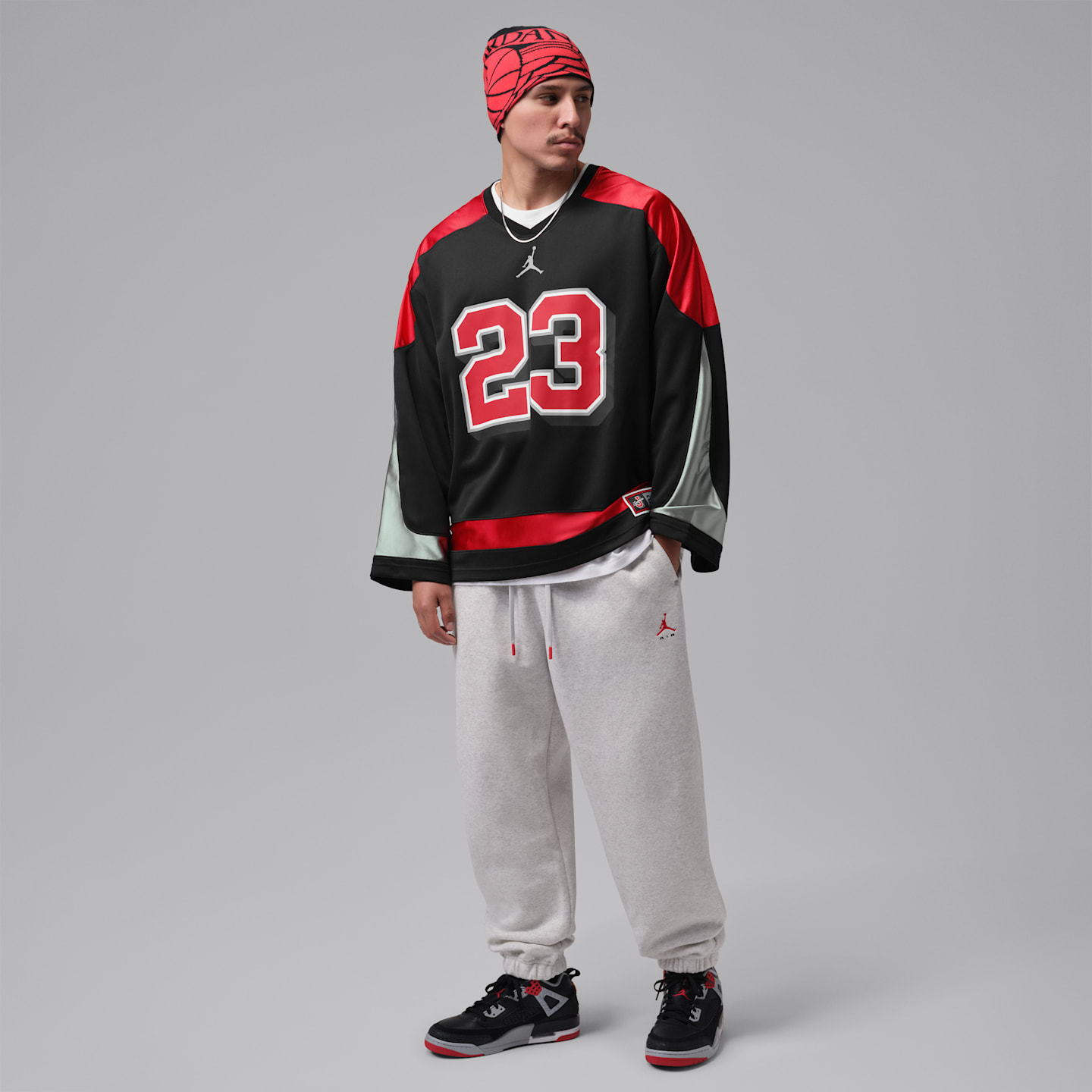 Мужской топ Jordan Brooklyn Hockey Jersey, цвет: Чёрный / Красный — фото 6
