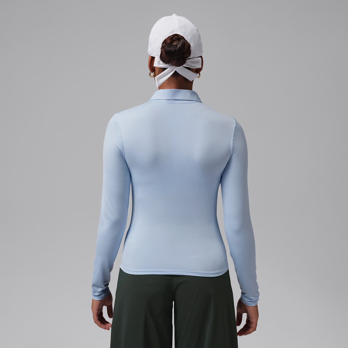 Женское поло Jordan Dri-FIT Long-Sleeve Golf Polo, цвет: Синий / Молочный — фото 2