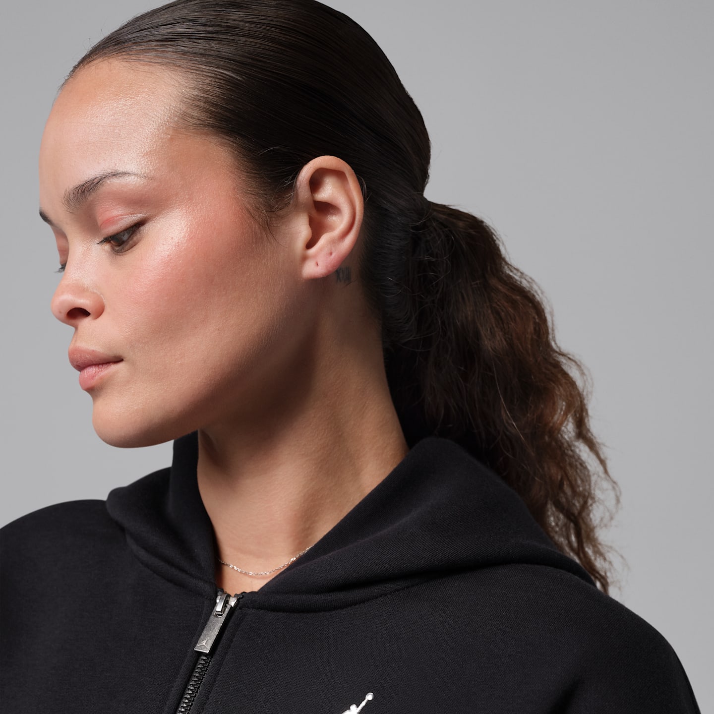 Женское худи Jordan Brooklyn Cropped Full-Zip, цвет: Чёрный — фото 3