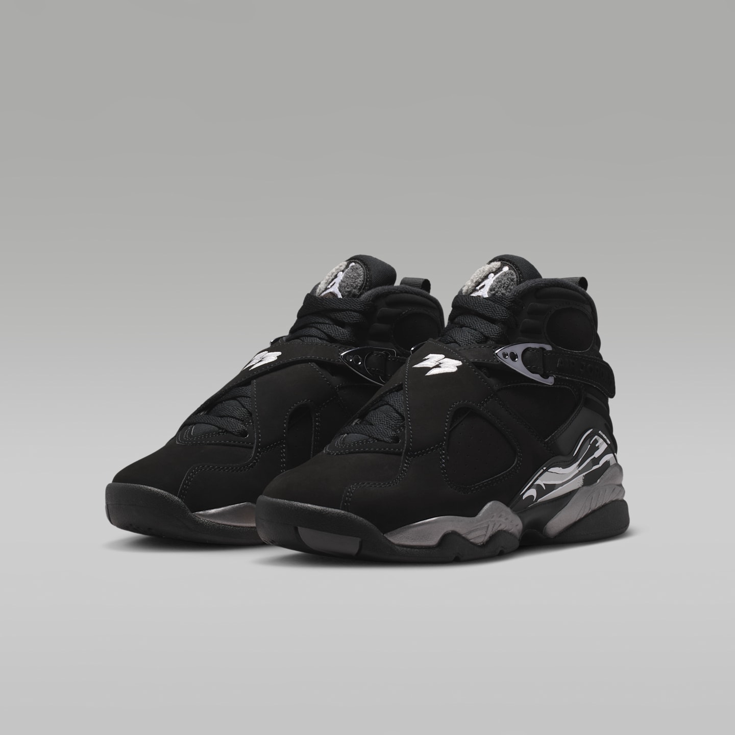 Детские кроссовки Air Jordan 8 Retro "Chrome", цвет: Чёрный / Графитовый — фото 5