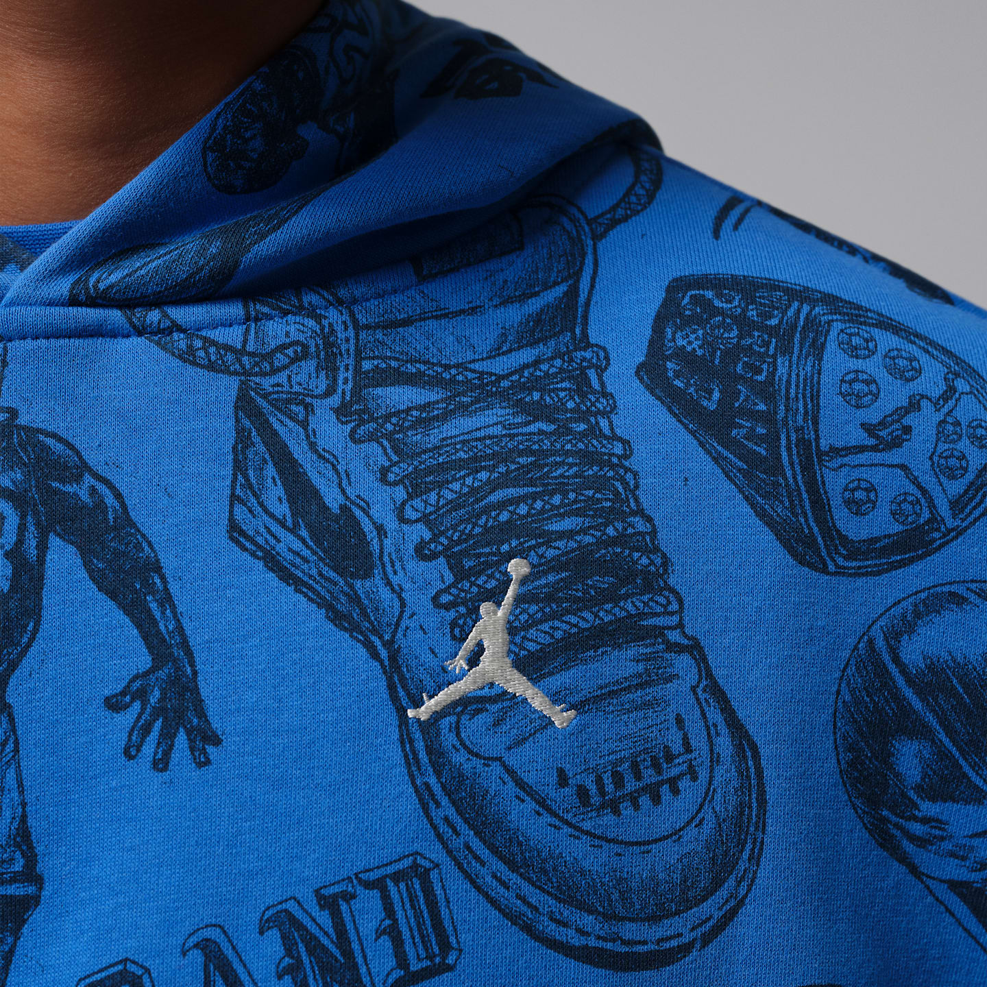 Детское худи Jordan Brooklyn Fireside Fleece Pullover, цвет: Королевский синий — фото 4
