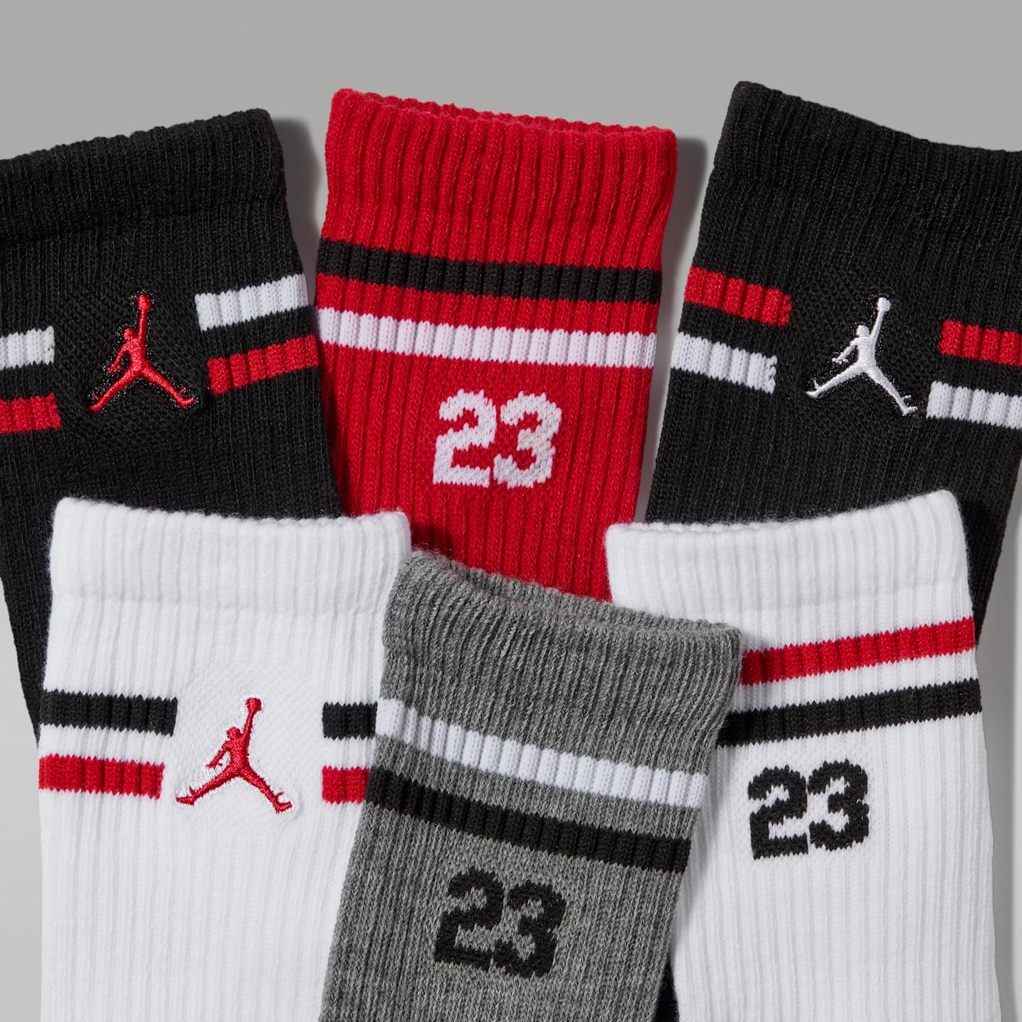 Детские носки Jordan Icon Stripe высокие, 6 пар, цвет: Чёрный — фото 2