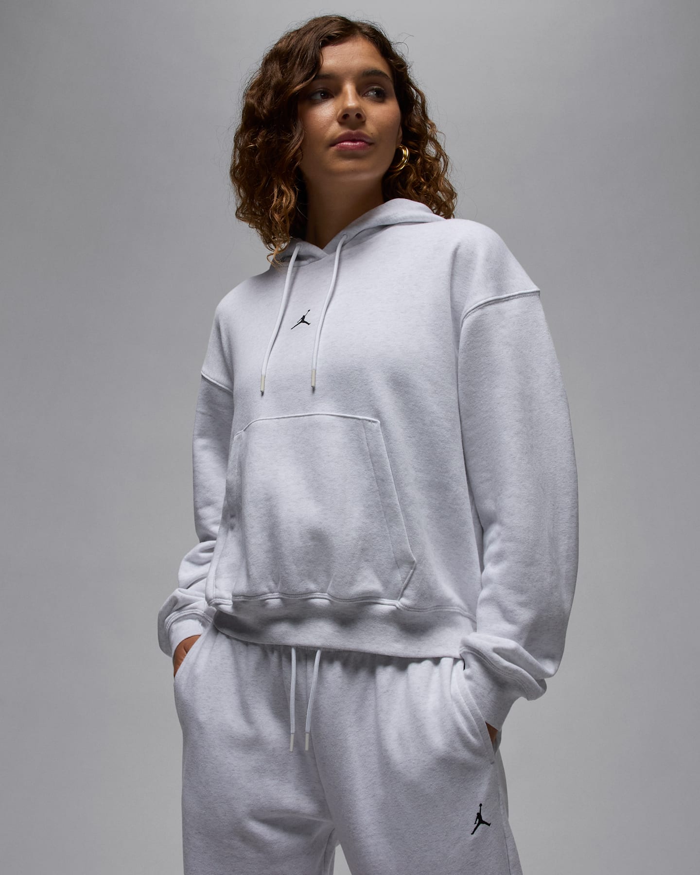 Женское худи Jordan Sport Crossover Dri-FIT Fleece, цвет: Берёзовый меланжевый / Чёрный — фото 7