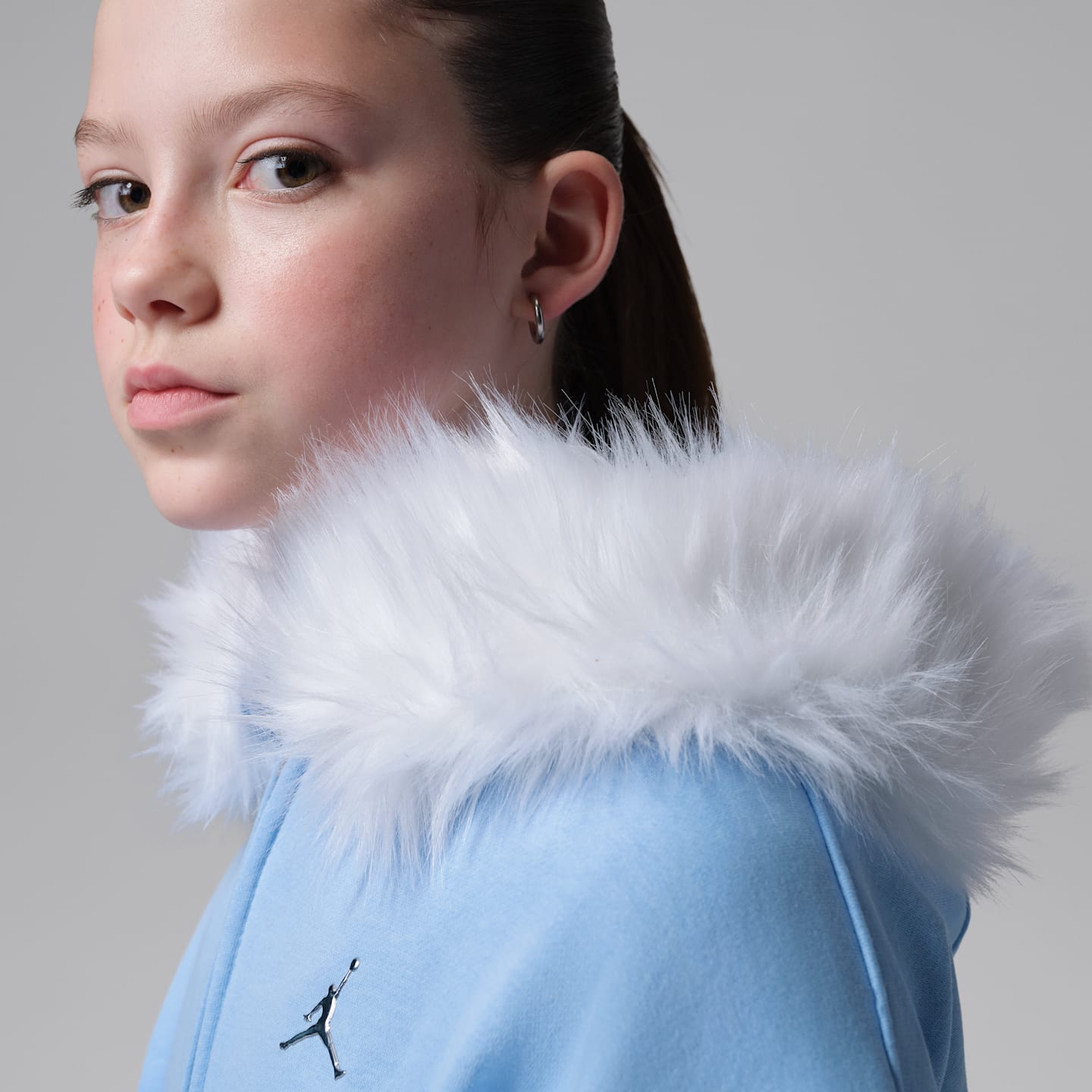 Детское худи Jordan Brooklyn Fireside Cozy Full-Zip, цвет: Серебристый — фото 3