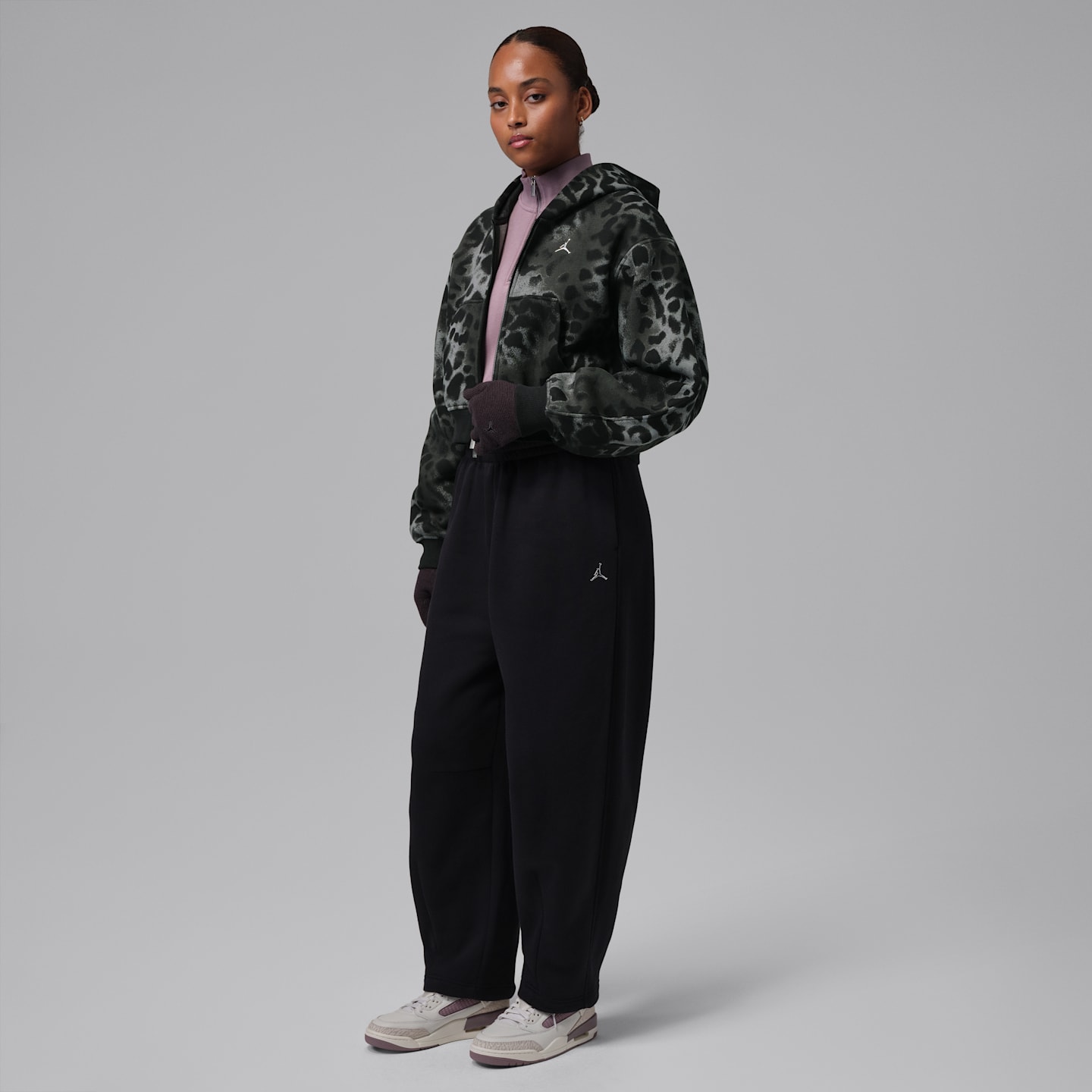 Женское худи Jordan Brooklyn Fleece Cropped Full-Zip, цвет: Чёрный — фото 9