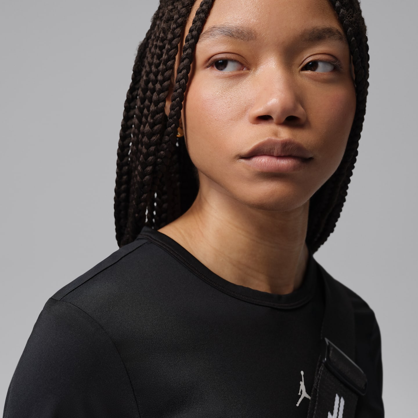 Женский лонгслив Jordan Sport Essentials Dri-FIT, цвет: Чёрный / Белый — фото 3