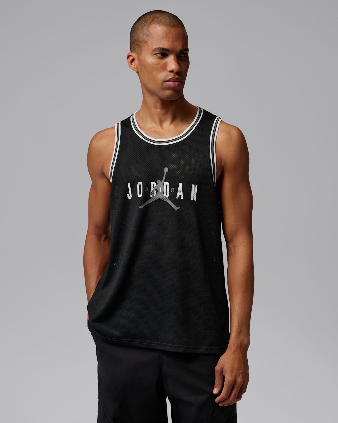 Мужской топ Jordan Brooklyn Mesh Jersey, цвет: Чёрный / Железный серый — фото 8