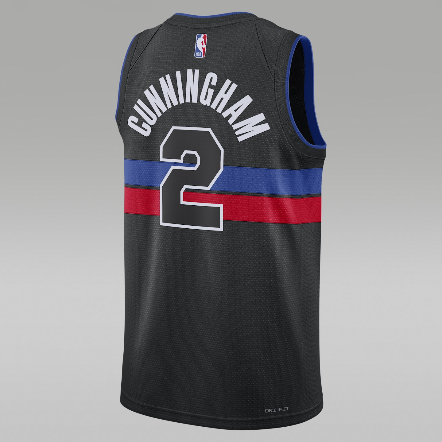 Мужское джерси Jordan Cade Cunningham 2024/25 Statement Edition Dri-FIT NBA Swingman, цвет: Чёрный / Синий — фото 2