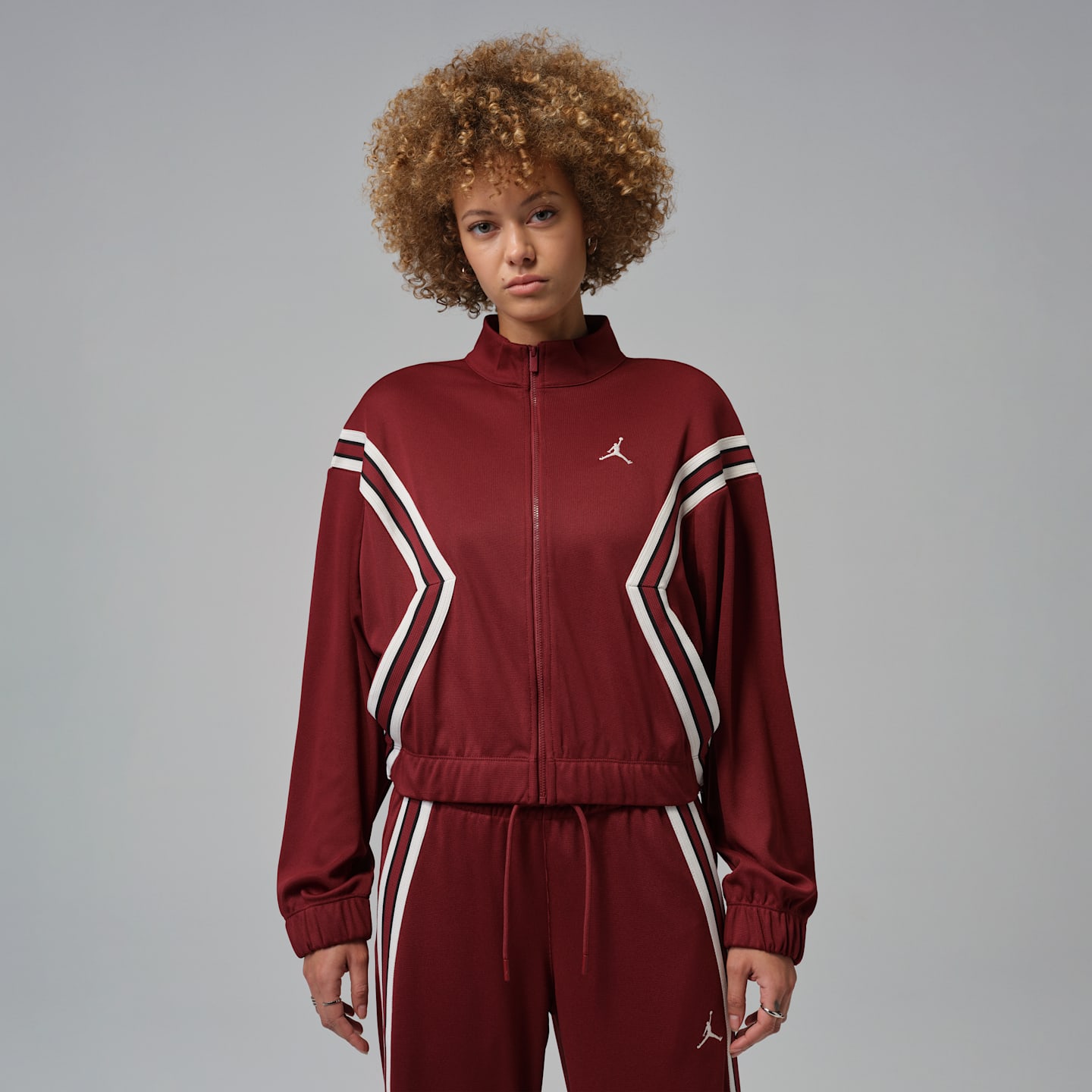 Женская спортивная куртка Jordan Brooklyn на молнии, цвет: Красный / Молочный — фото 1